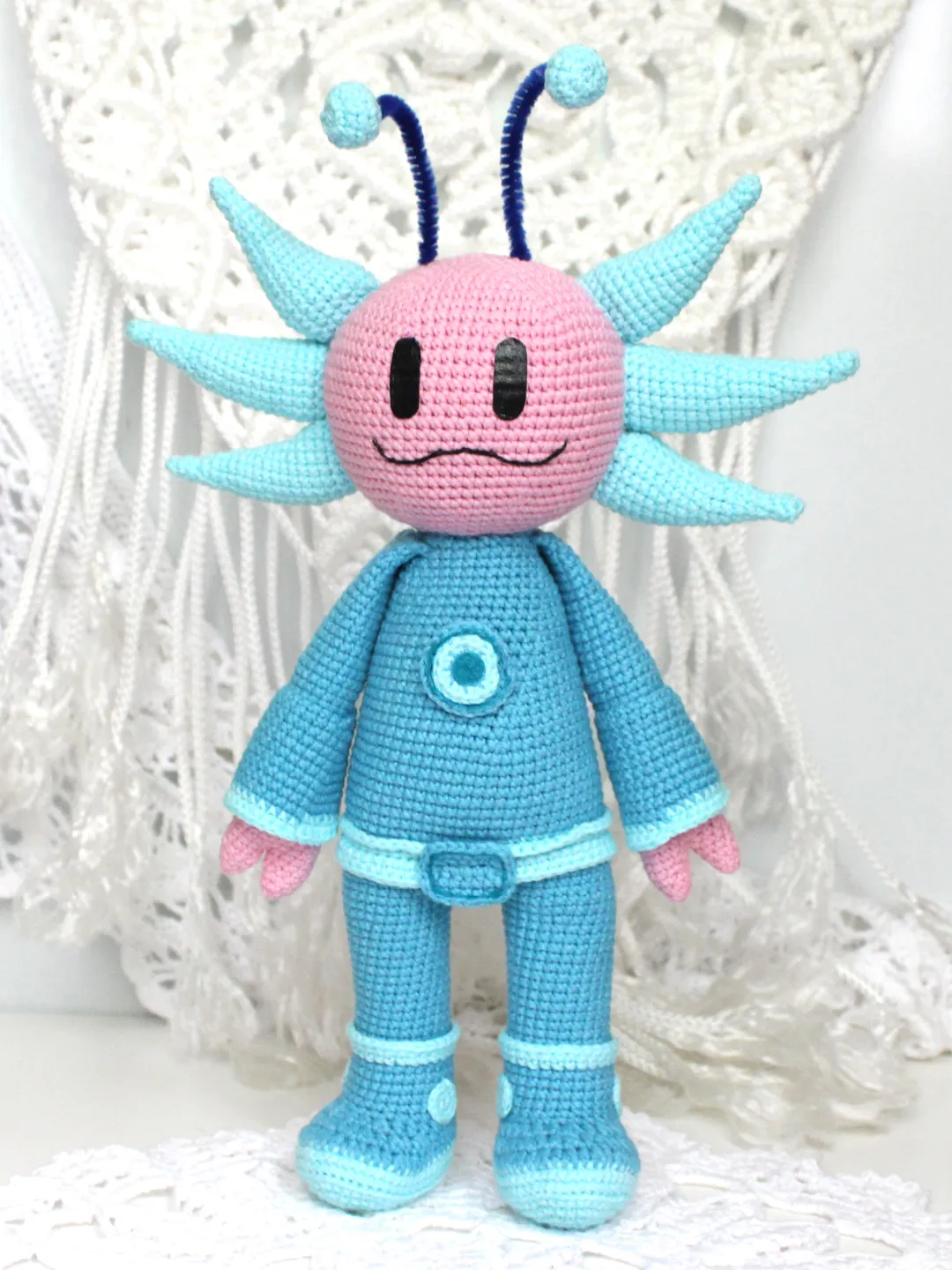 Axolotl alien cute toy Crochet pattern PDF in English Amigurumi space monster