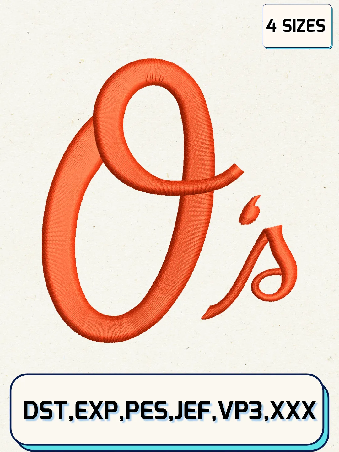 Baltimore Orioles Cap Logo Embroidery Design Files,MLB Logo Embroidery Designs,Machine Embroidery Files,4 Sizes