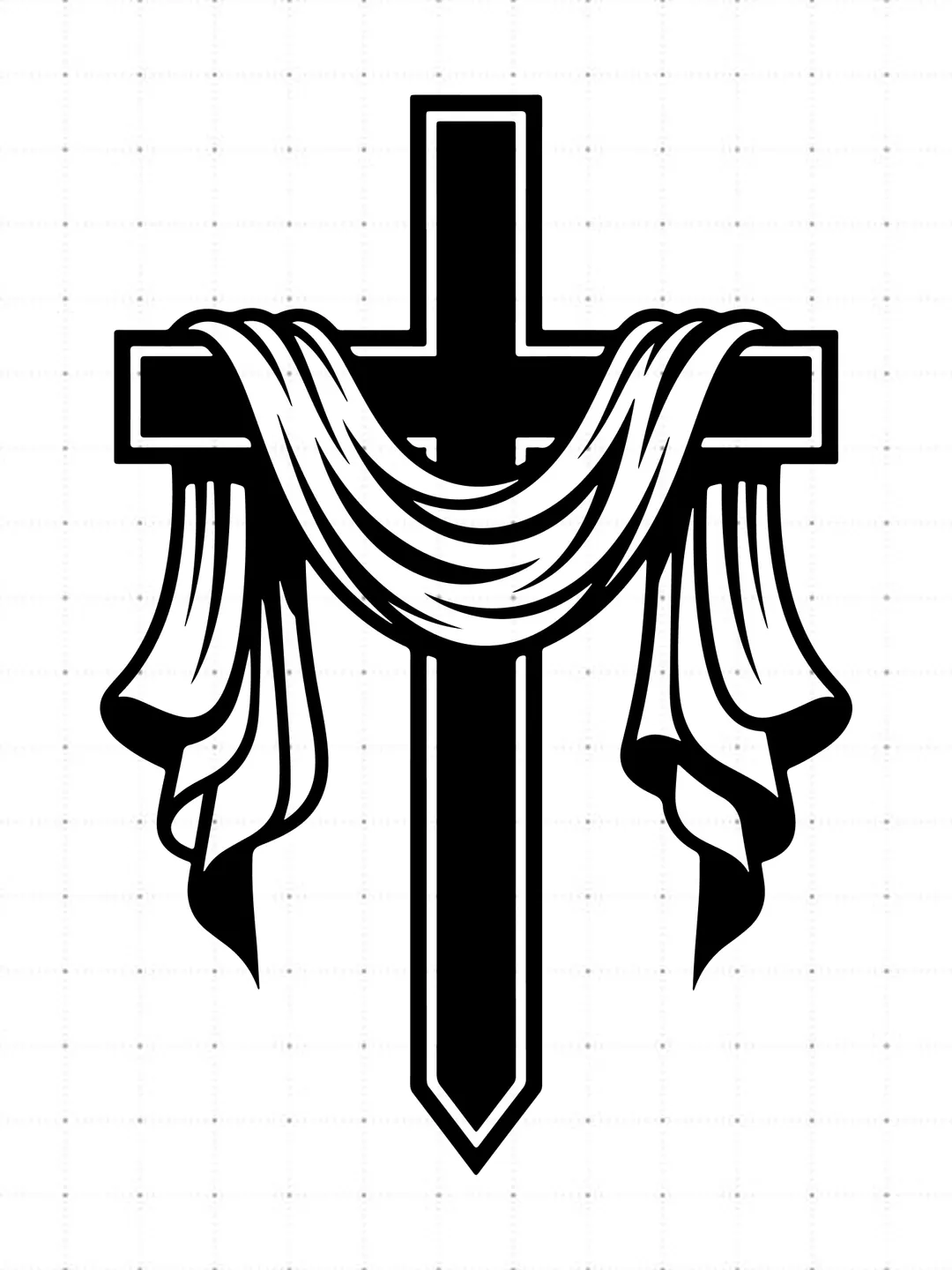 Cross With Drape SVG, PNG, Easter Svg, Faith, Religious, He Is Risen, Jesus, Bible Verse, Christian Shirt Cut File, Cricut, Silhouette