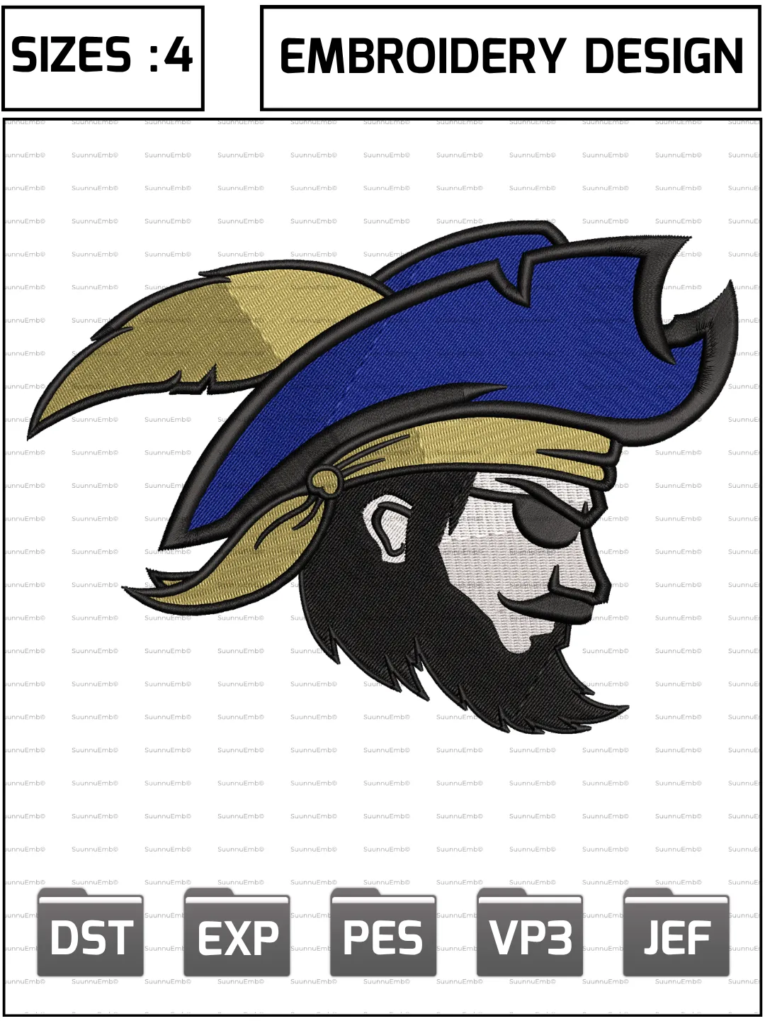 CSU Buccaneers Logos Embroidery Design,NCAA Logos Embroidery Design,NCAA Teams, Machine Embroidery Design File,4 Sizes, Digital Download