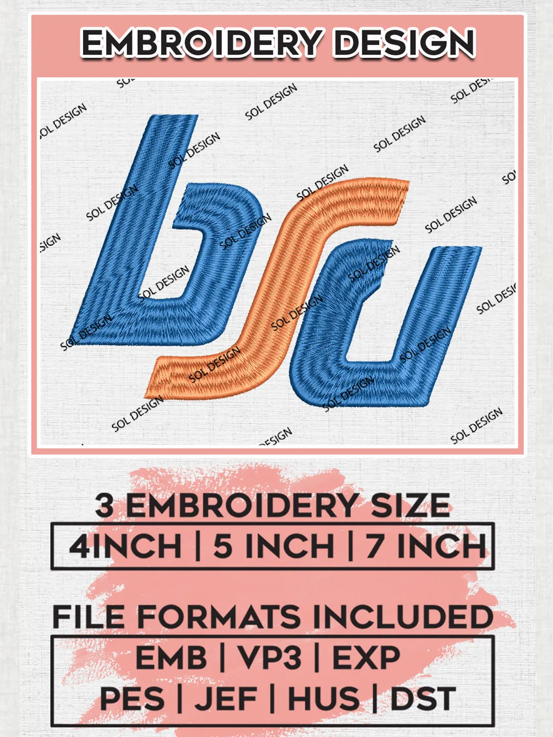 NCAA BSU Broncos College Football Team Logo embroidery designs, NCAA Boise State Broncos Logo Machine embroidery files, NCAA Team Logo embroidery designs, NCAA Game Day Machine embroidery designs, Digital Download