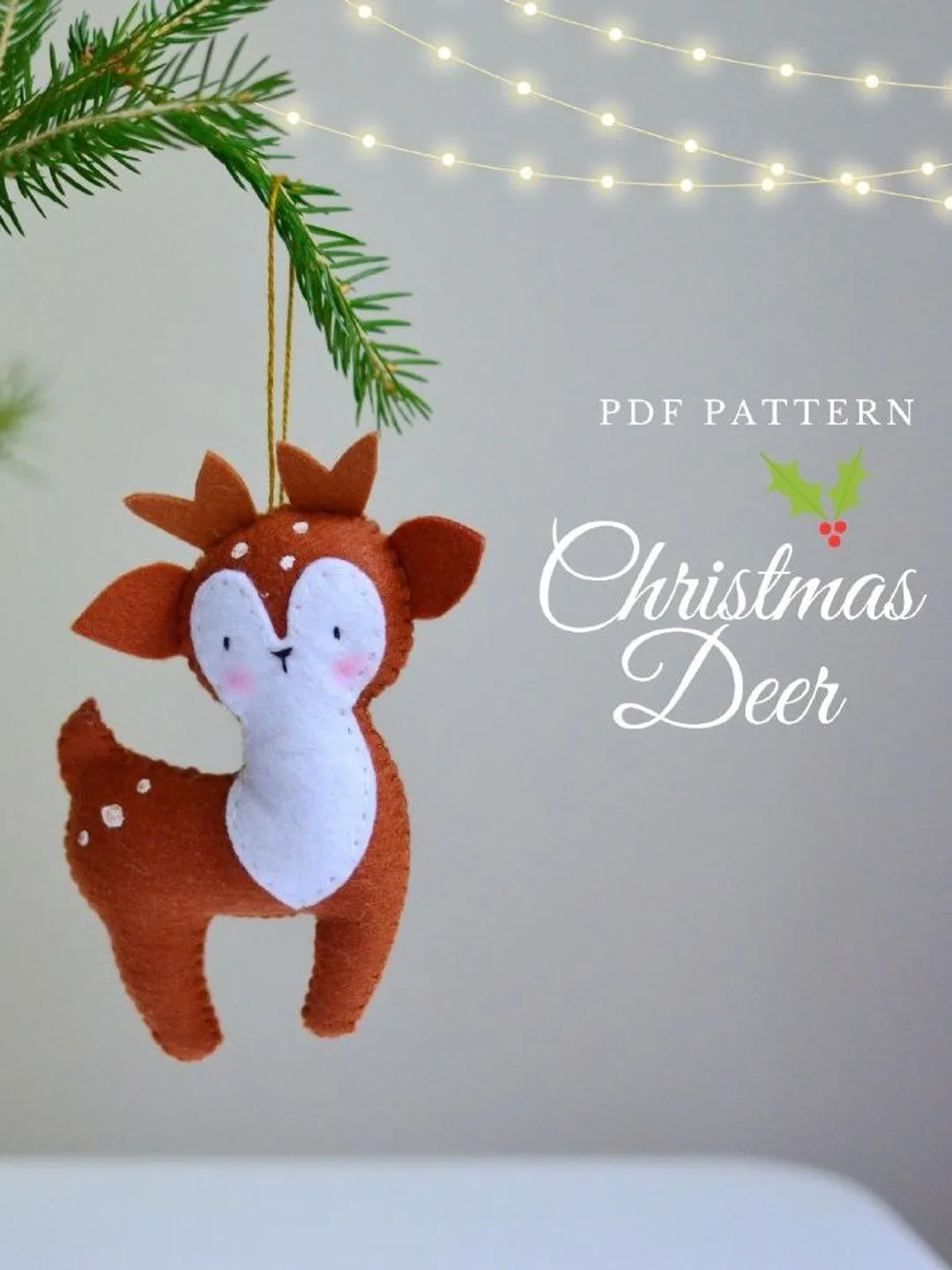 PDF pattern First Christmas Deer ornament  Printable Instant Download