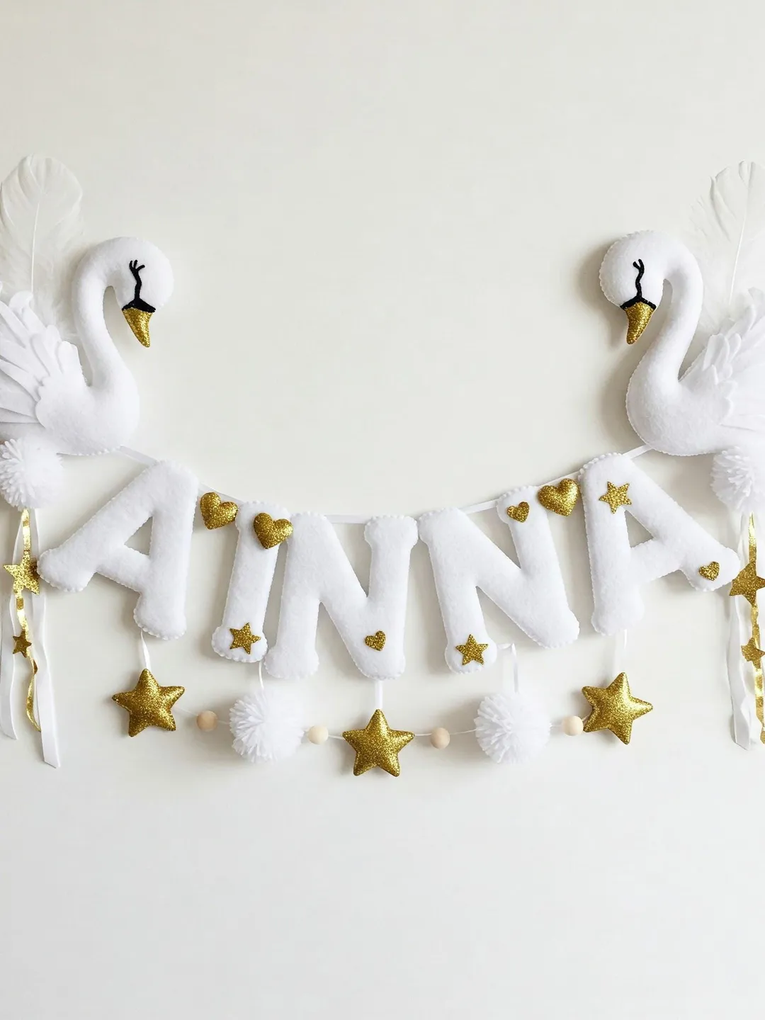 Custom Name Garland , Flowers Custom Name Decor, Felt Name, Felt