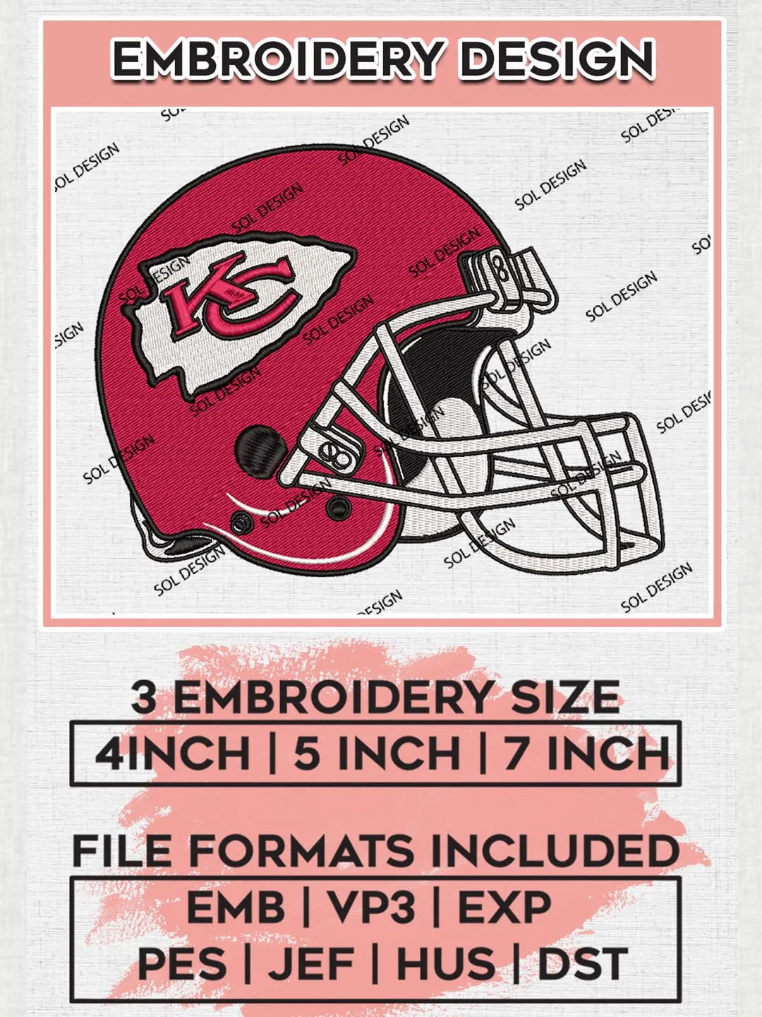 Kansas City Chiefs Helmet Logo Embroidery Designs, NFL Chiefs , NFL Logo Embroidery Files, NFL Kansas City Chiefs Machine Embroidery Design, Digital Download