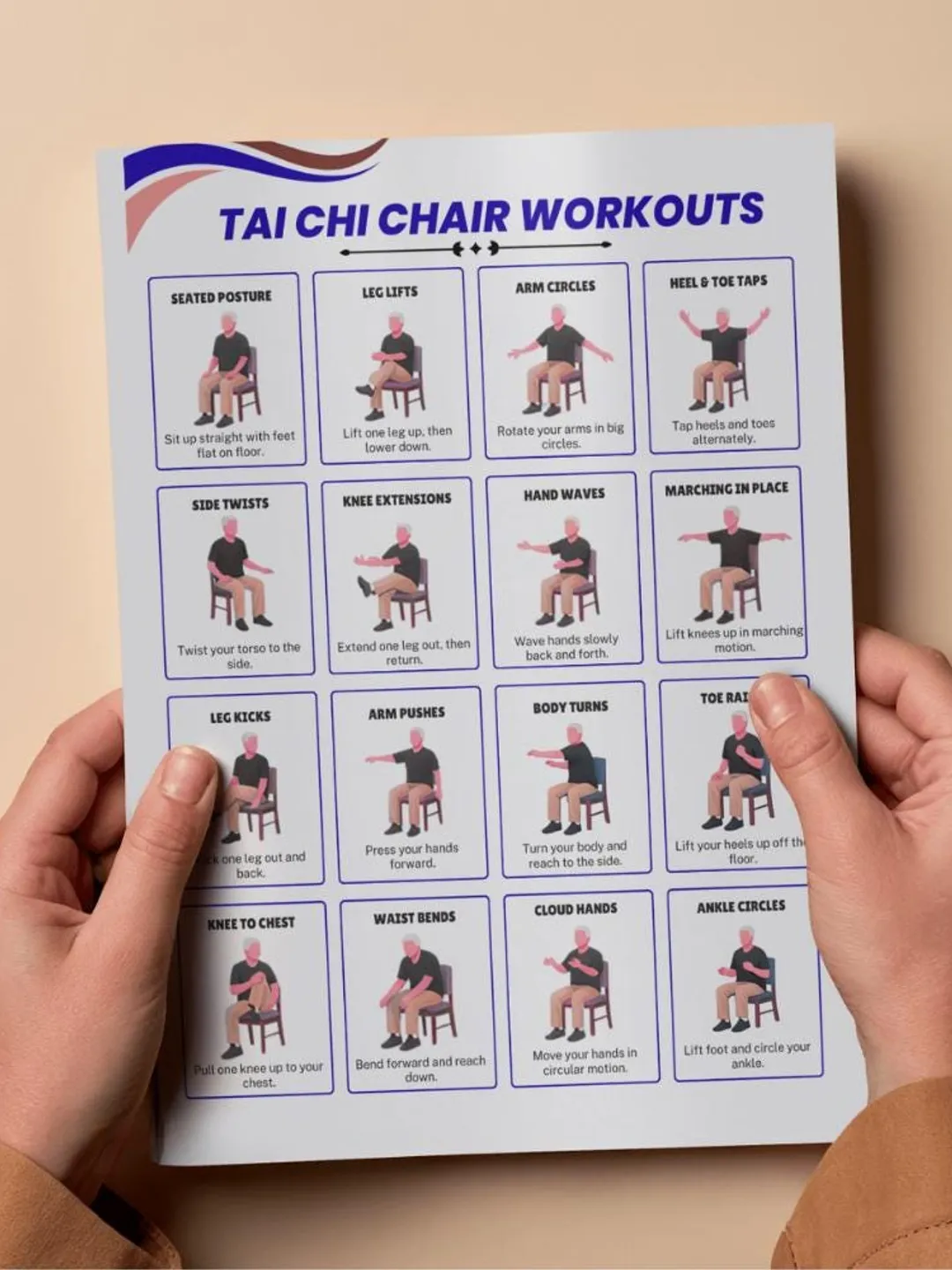 Tai Chi Chair Workouts Printable Workout Plan Pdf Digital Download 