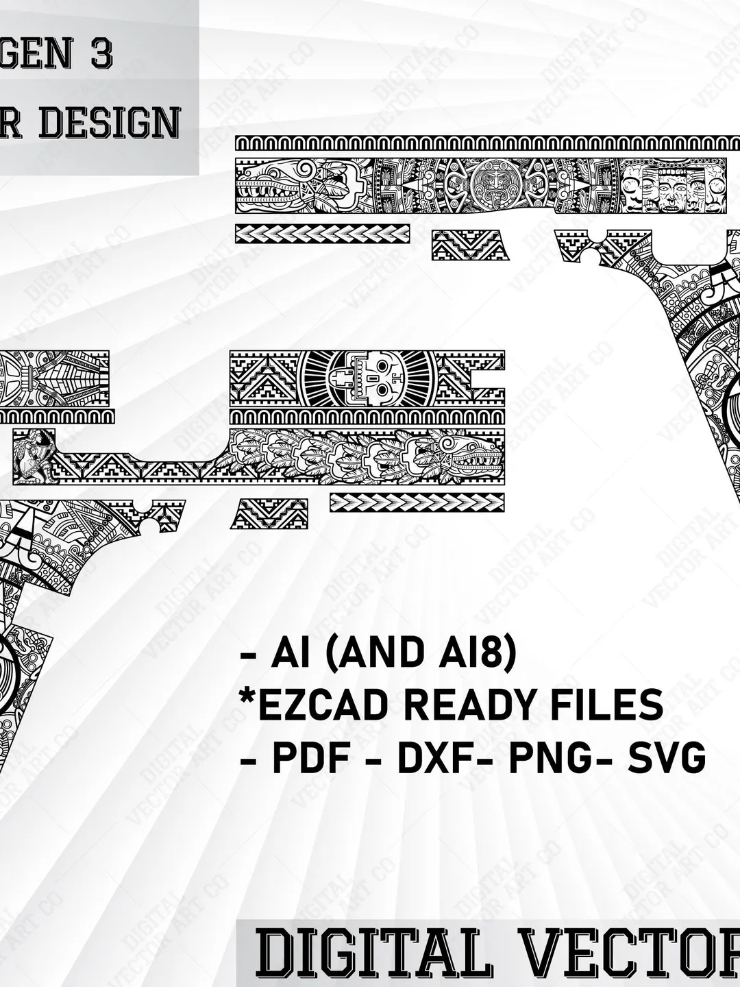 Aztec Tribal Ornamental Vector - Laser Cutting Template for Wood ...