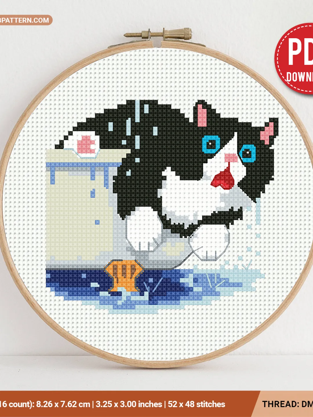 The Cat Cross Stitch Pattern PDF, Funny Modern x-stitch Pattern, Kitten embroidery Chart, Cat Lover Gift Pattern, Instant Download PDF, DIY