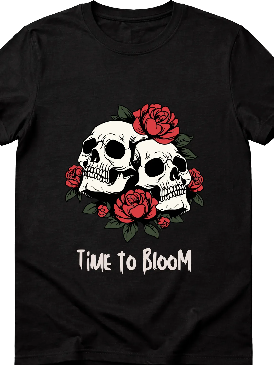 T-Shirt Design Black and Red Spooky Skull T-Shirt | Gothic Horror Graphic Tee