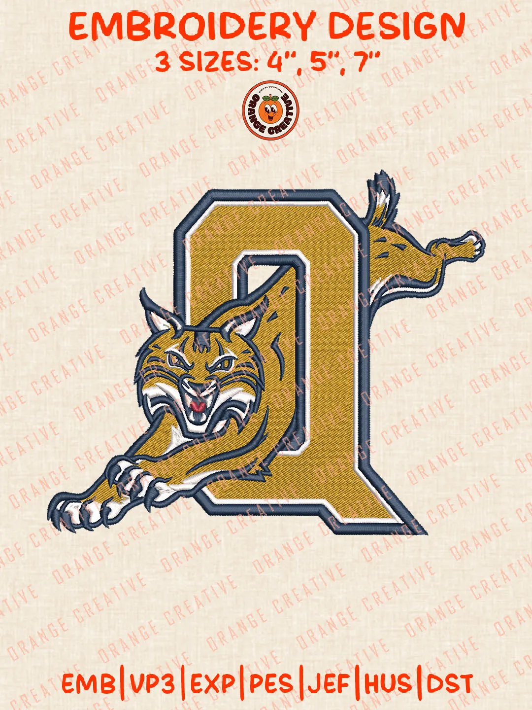 Quinnipiac Bobcats Logo Embroidery Files, NCAA Quinnipiac Bobcats Team Embroidery Designs, Quinnipiac Bobcats Football Team Machine Embroidery Files, NCAA Machine Embroidery, Digital Download