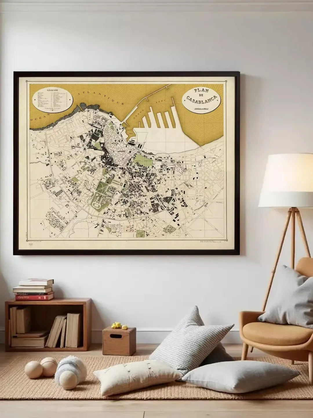 Vintage Casablanca Morocco Map Print | 1920 Wall Art