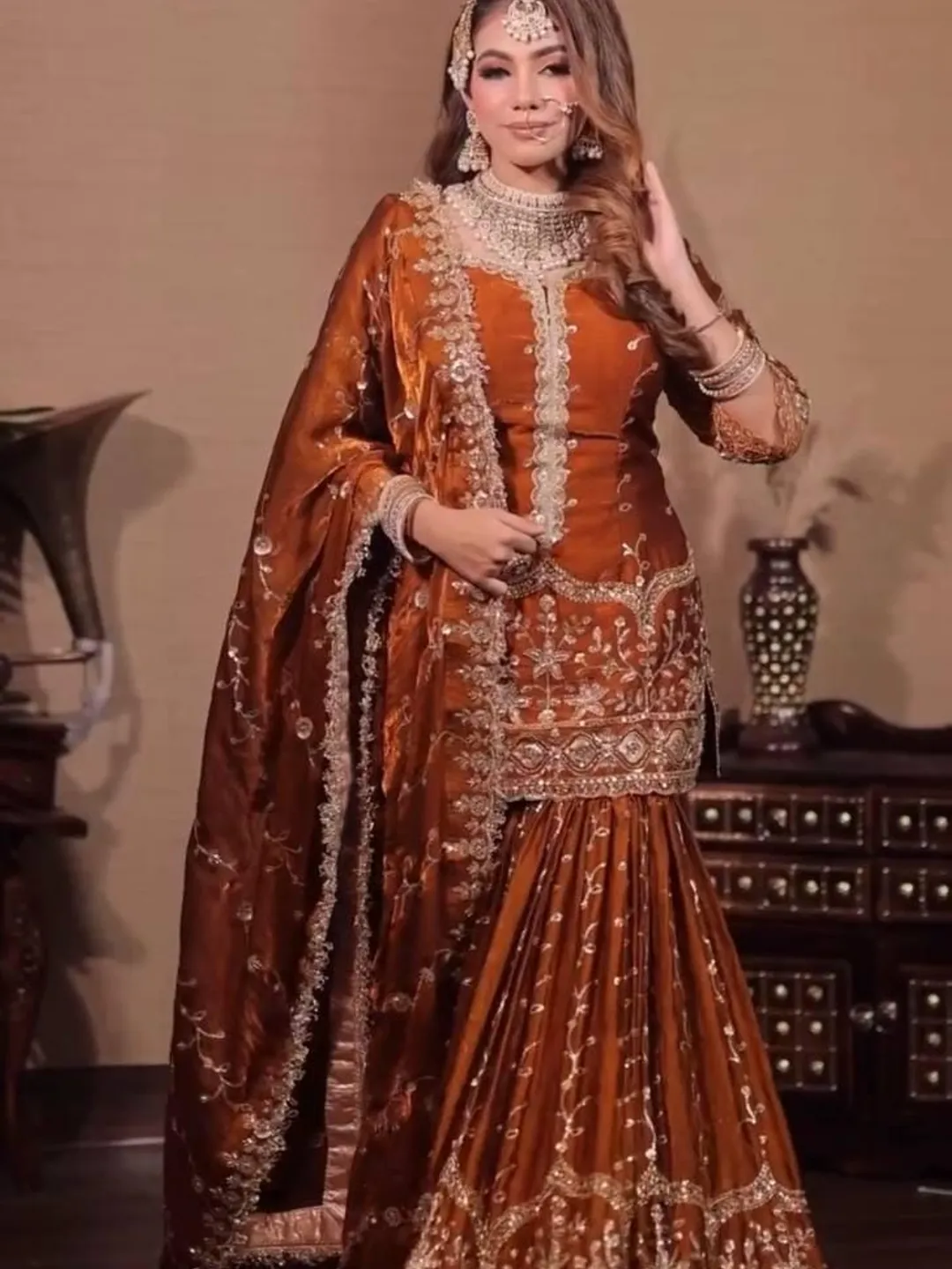 Embroidered Fendy Silk Salwar Kameez | Pakistani Wedding Suit