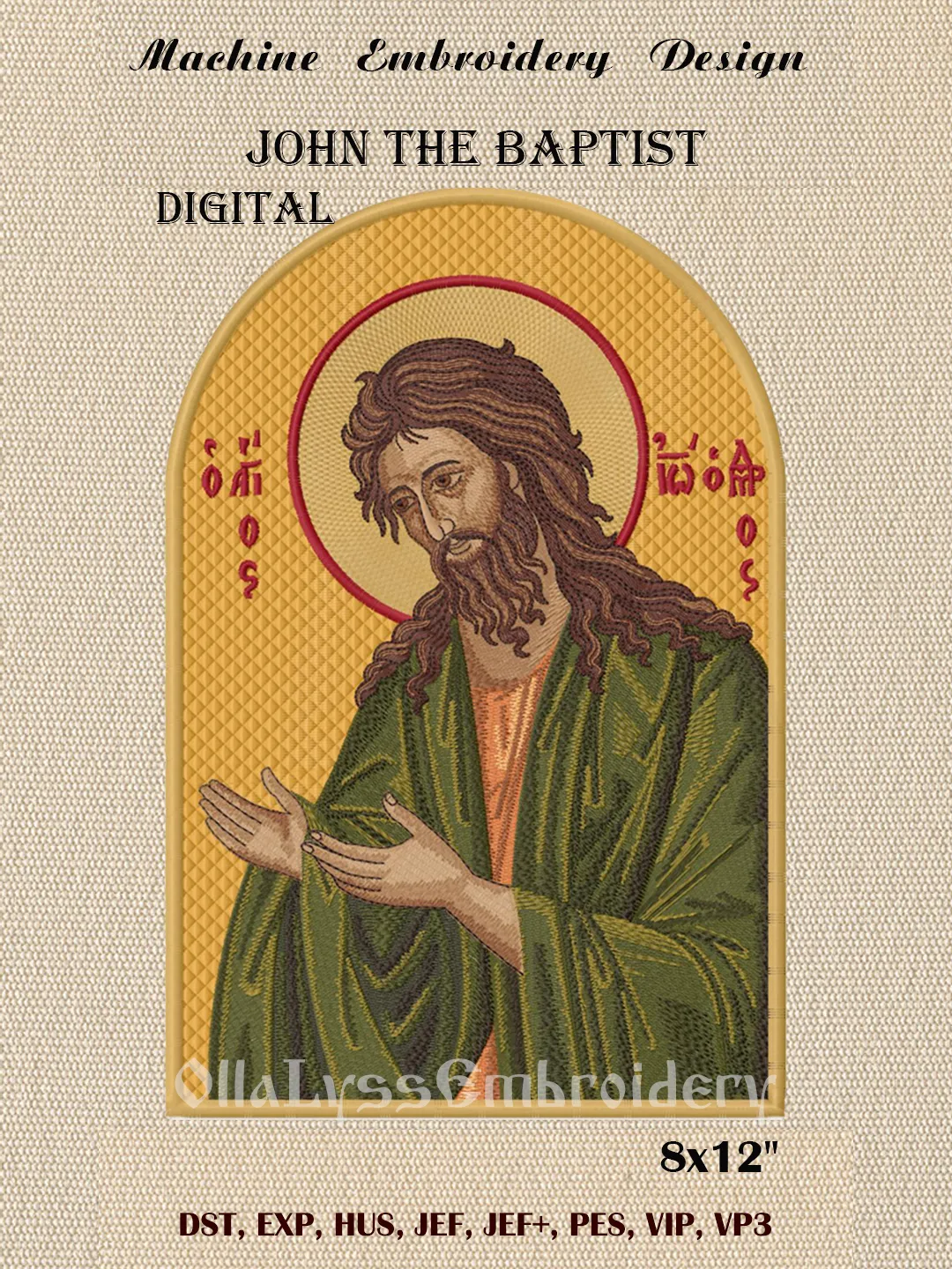 John the Baptist embroidery design