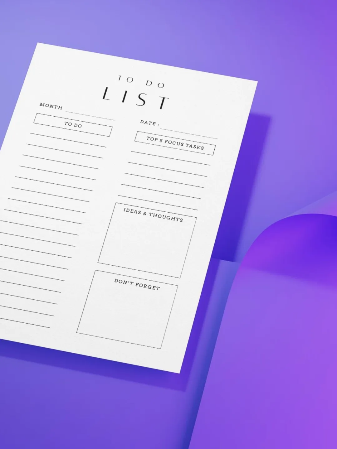 Minimalist To Do List Printable, A4 Daily Planner (Fillable PDF)