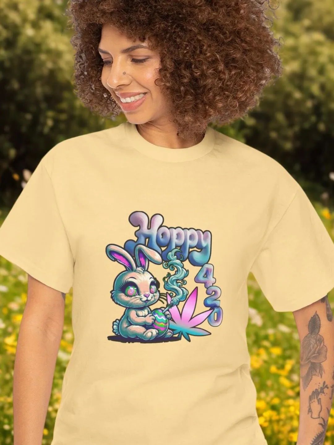 Hoppy 420 Easter Bunny T-Shirt, Funny Weed Stoner Gift