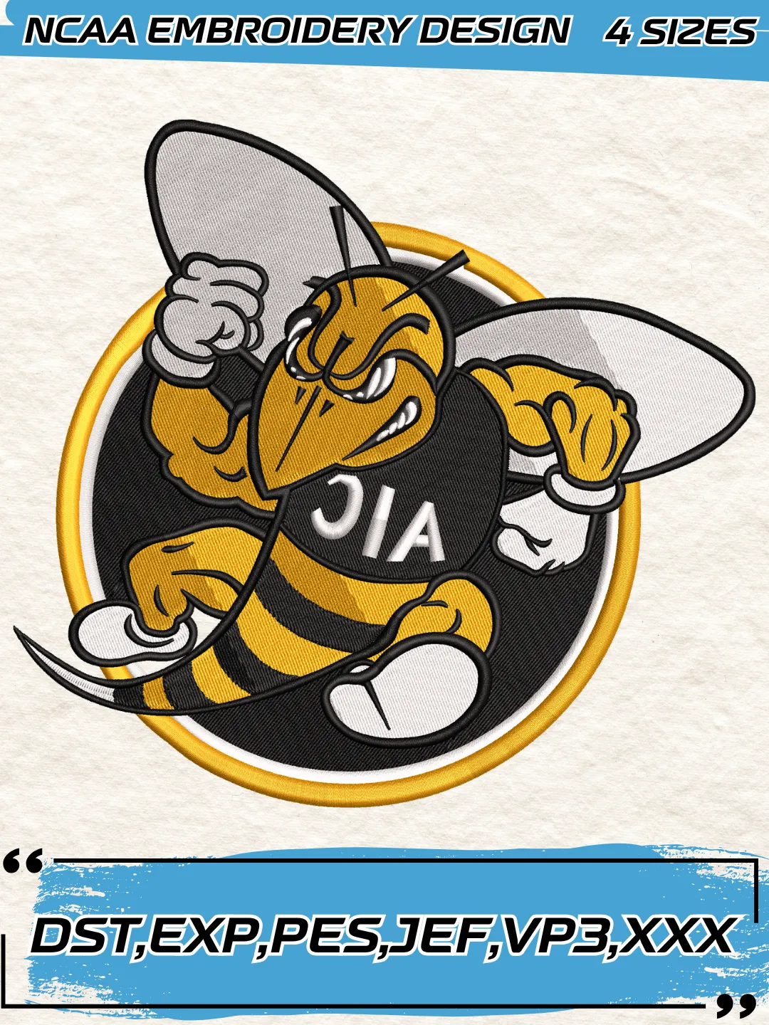 AIC Yellow Jackets Embroidery Design,Machine Embroidery Design File,4 Sizes, Digital Download