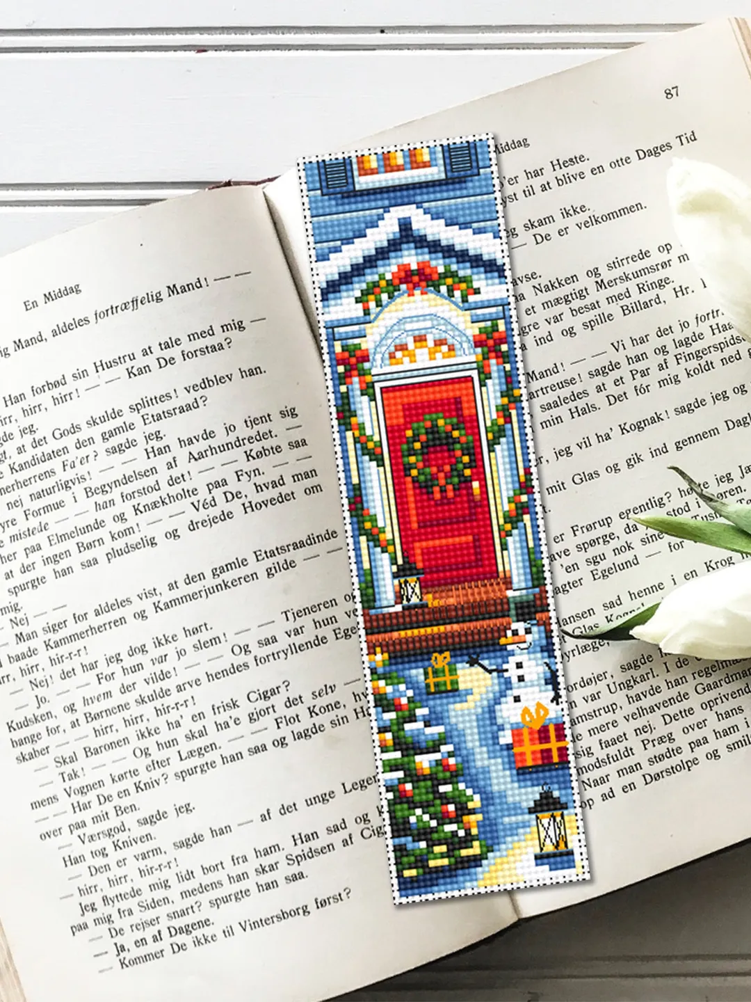 Christmas bookmark cross stitch pattern download PDF Christmas house ...