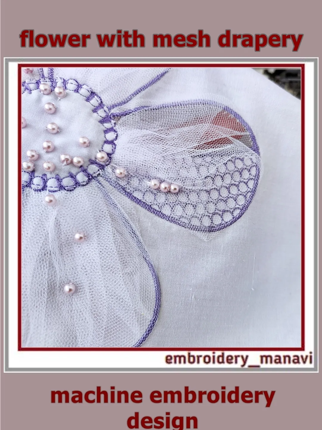 3D embroidery design flower appliqué with mesh drapery by Embroidery ...