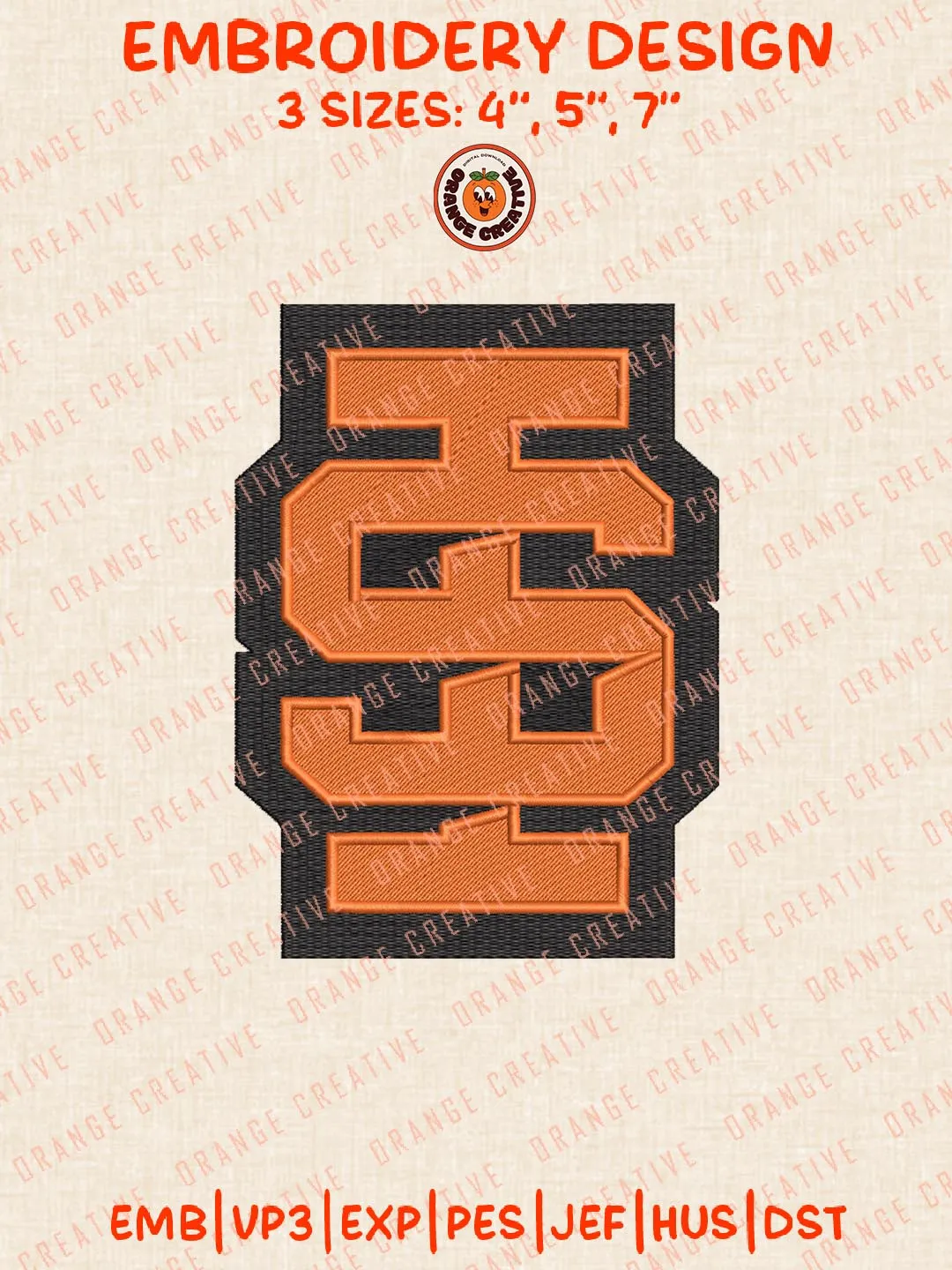 NCAA IS Bengals Embroidery Design, NCAA Idaho State Bengals Team Logo Embroidery Design, Machine Embroidery Design File, 4 Sizes, Custom Size, Digital Download