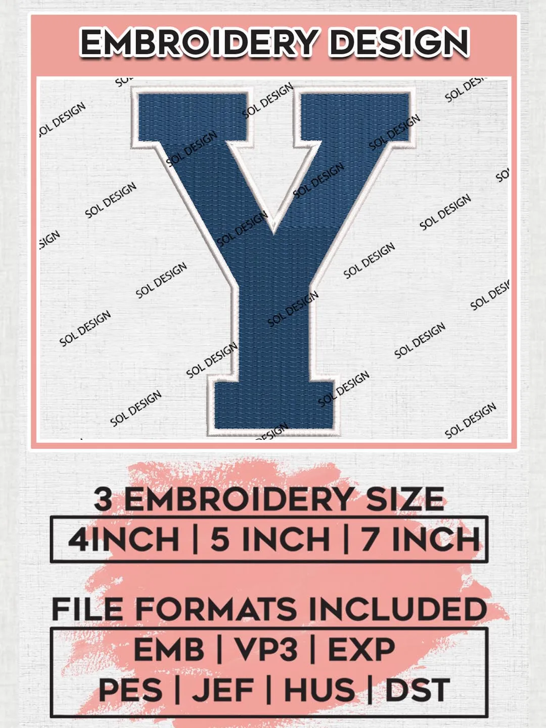 NCAA BYU Cougars Team Letter Logo Embroidery Design Files, NCAA BYU Cougars Machine Embroidery, NCAA Teams, 3 sizes, NCAA Machine embroidery designs, Digital Download