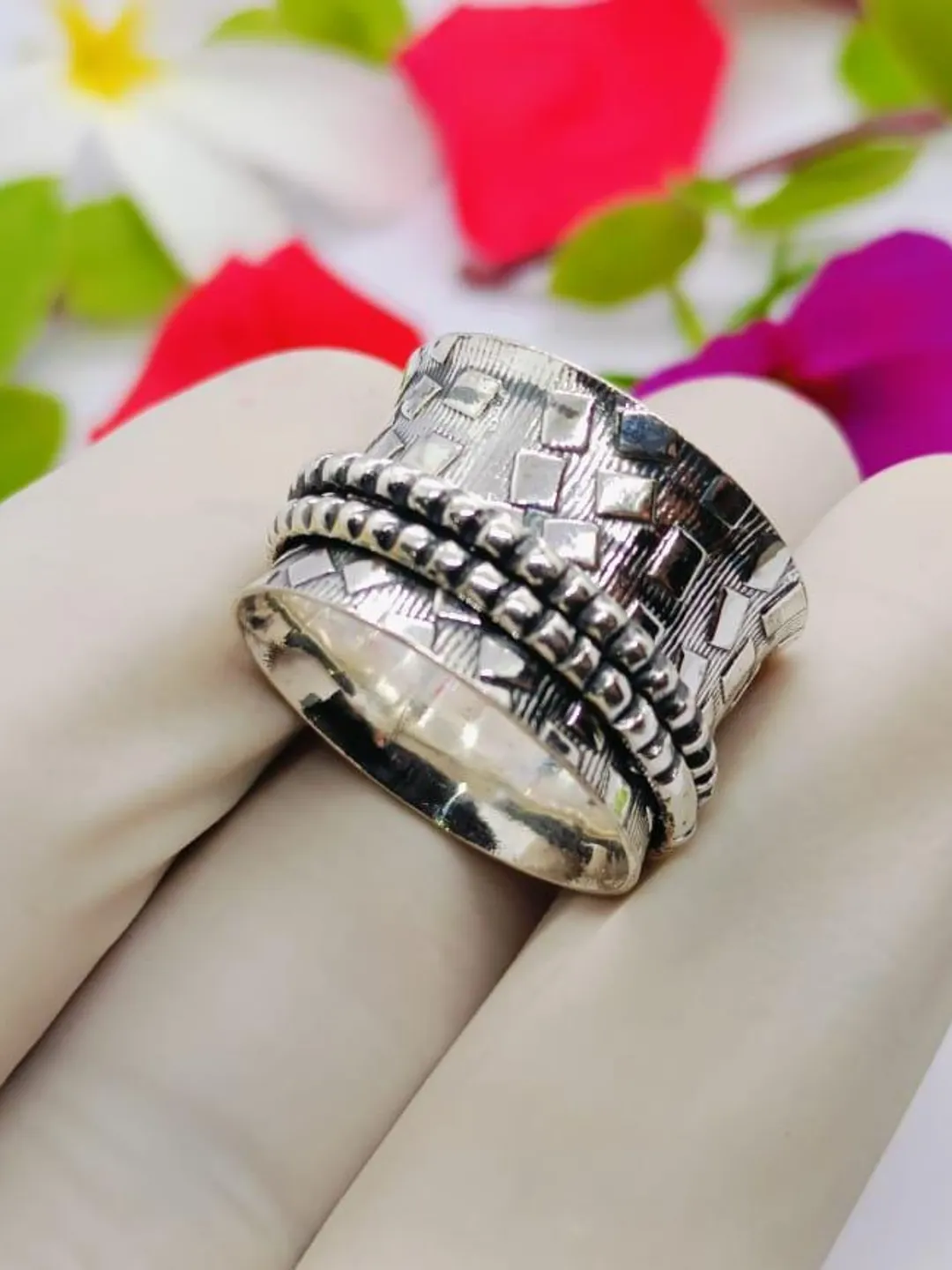 Sterling Silver Spinner Ring: Minimalist Meditation Fidget Band
