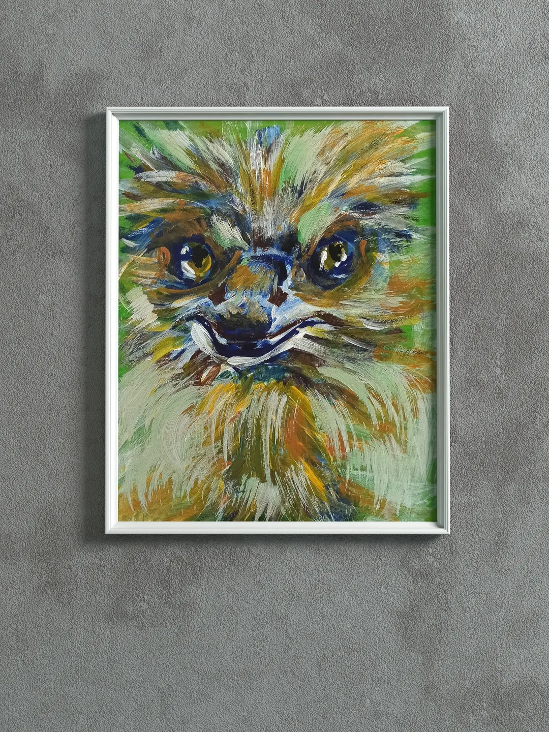 Cunning Ostrich original acrylic painting