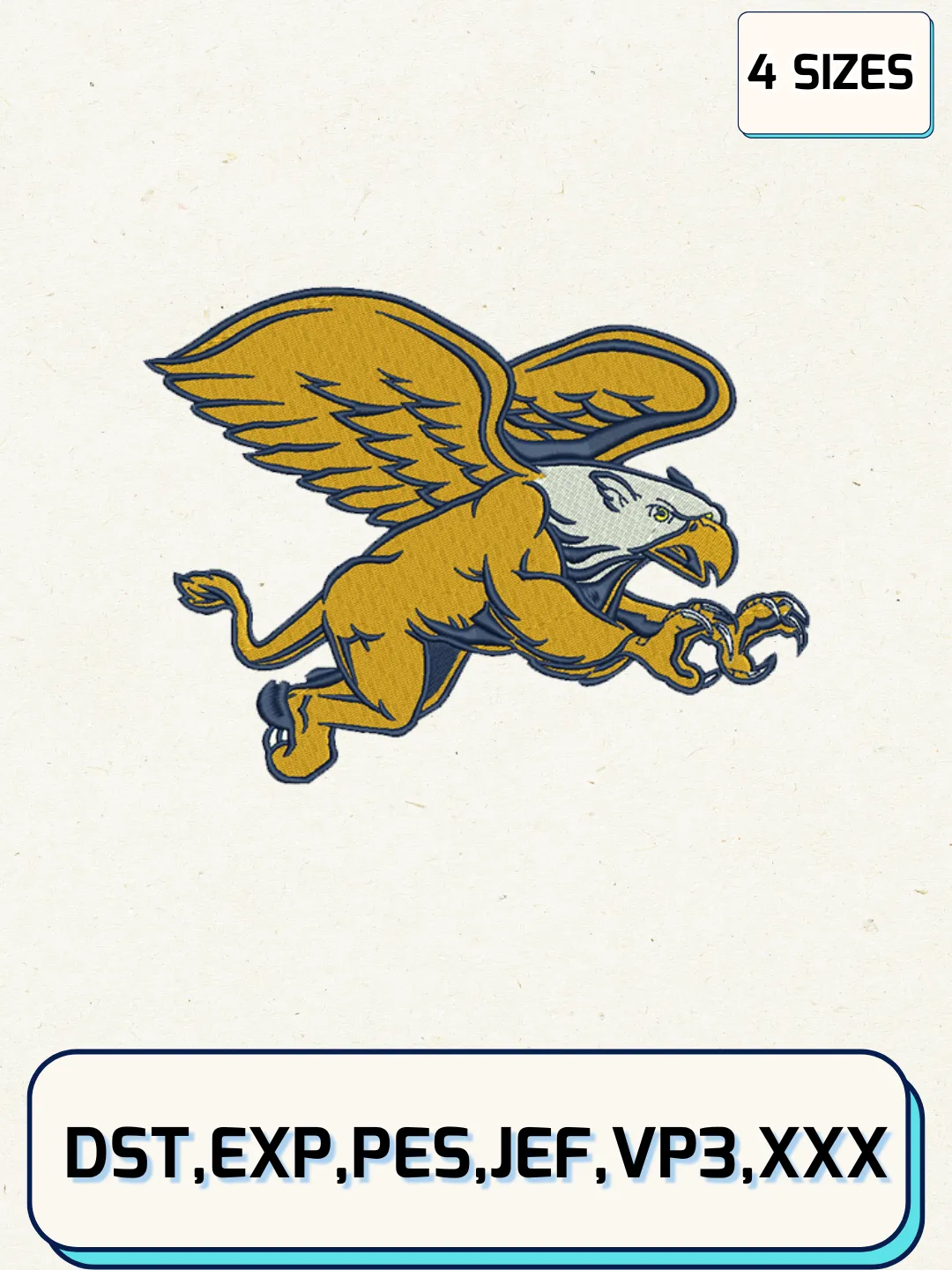 Canisius Golden Griffins Embroidery Design Files, NCAA Logos Embroidery Designs, Machine Embroidery Files, 4 Sizes