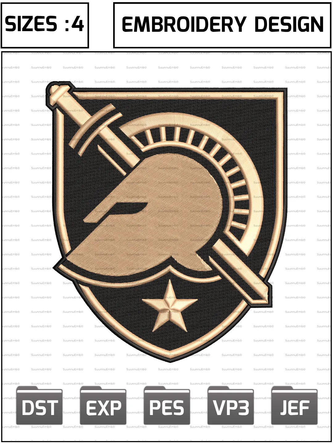 Army Black Knights Logo Embroidery Design,NCAA Logos Embroidery Design,NCAA Teams, Machine Embroidery Design File,4 Sizes, Digital Download