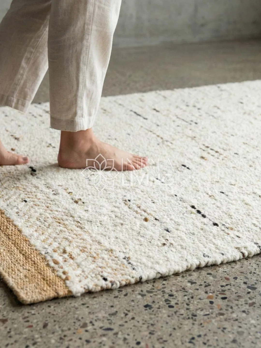 Handwoven Wool Rug, Chunky Loop Pile, Neutral Ivory, Scandinavian