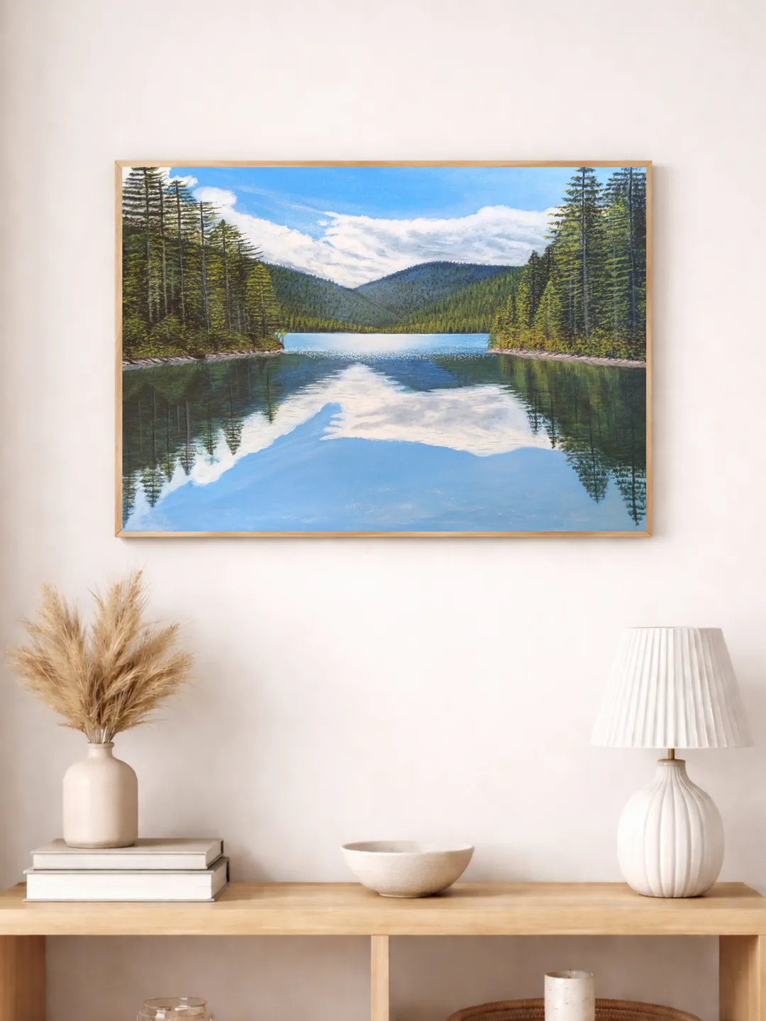Mountain Lake Acrylic Painting Landscape Wall Art Blue Mountain Lake ...