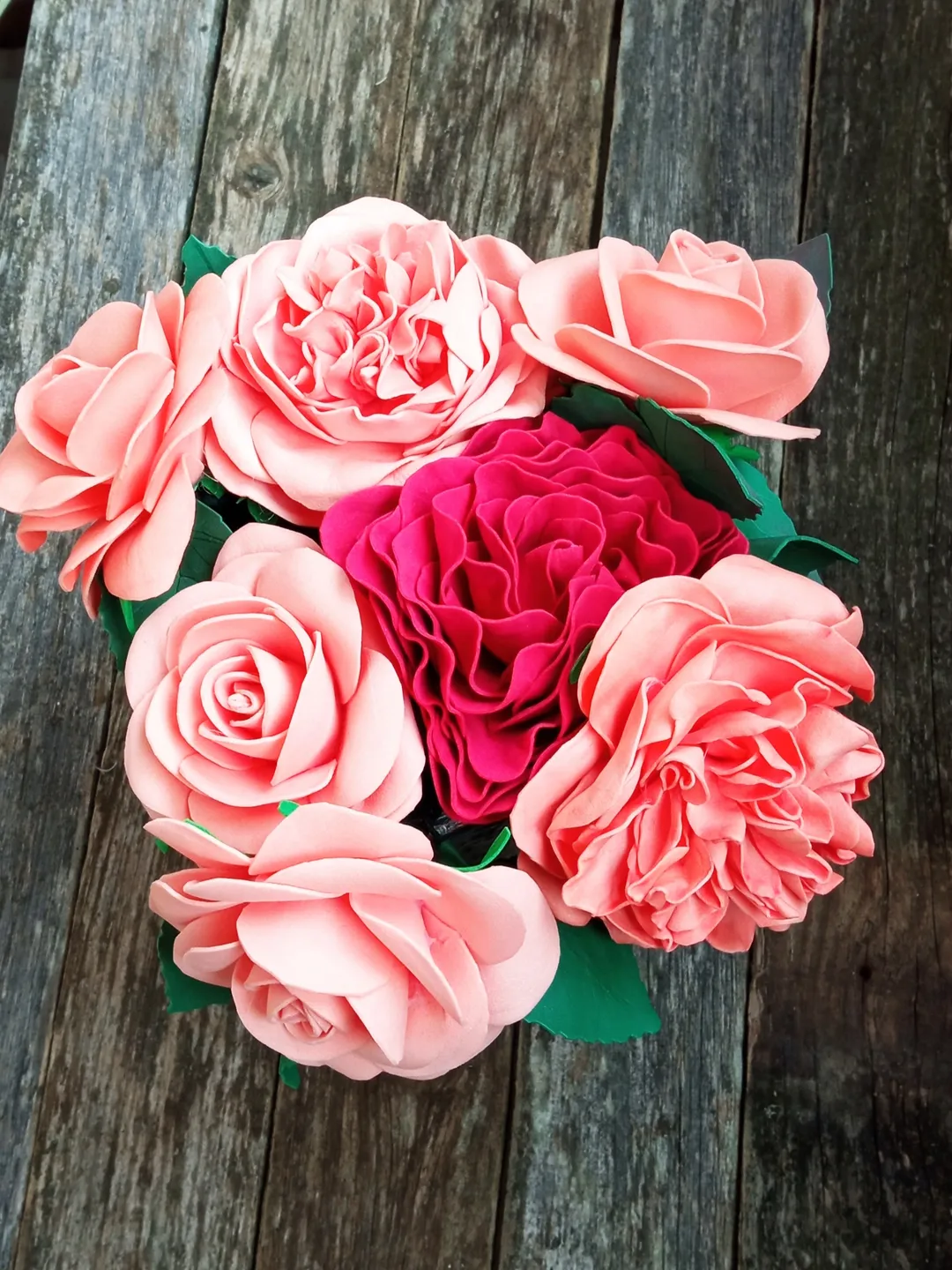 Compositions of artificial roses in a box in vintage style/handmade peach, red roses/gift for her/home decor/grandma