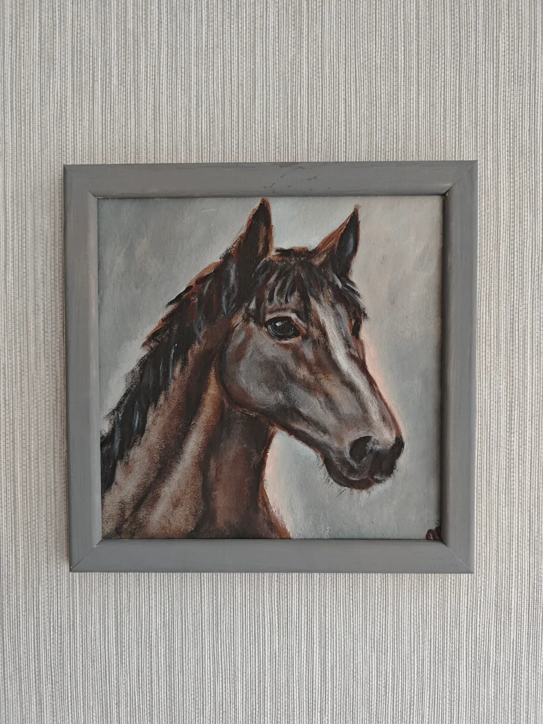 Bay Horse Original Painting Horse Original Art Animal Artwork Bay Horse Portrait Oil Painting Bay Horse Cowboy Wall Decor Art 8 x 8 inches by OlgaSokolovaArt