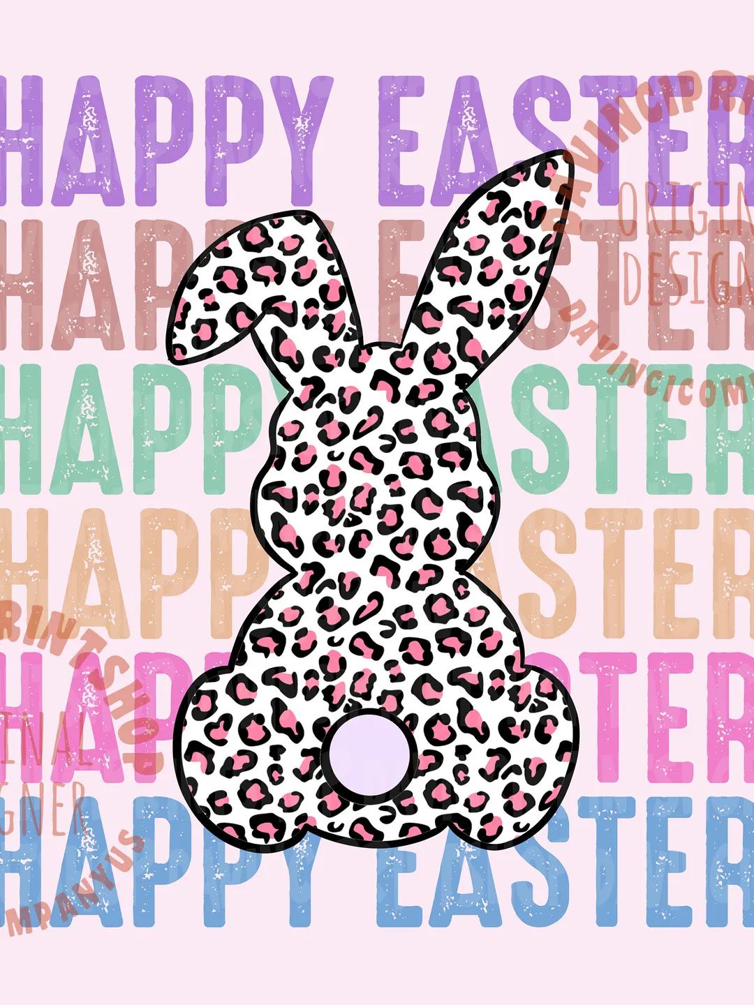 Happy Easter Stacked Cheetah Leopard Bunny Rabbit Printable, Easter Bunny png, Easter png, Easter sublimation, Bunny Sublimation design, png