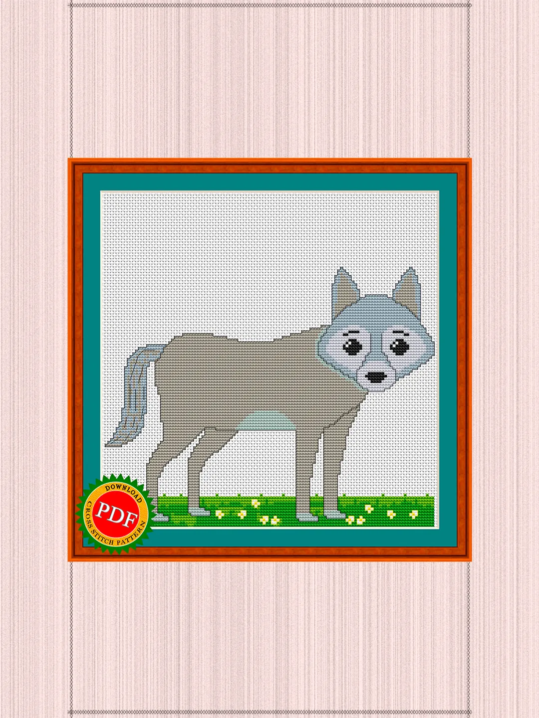 Wolf Cross Stitch Pattern | Bewildered Wolf Pattern | Gray Wolf
