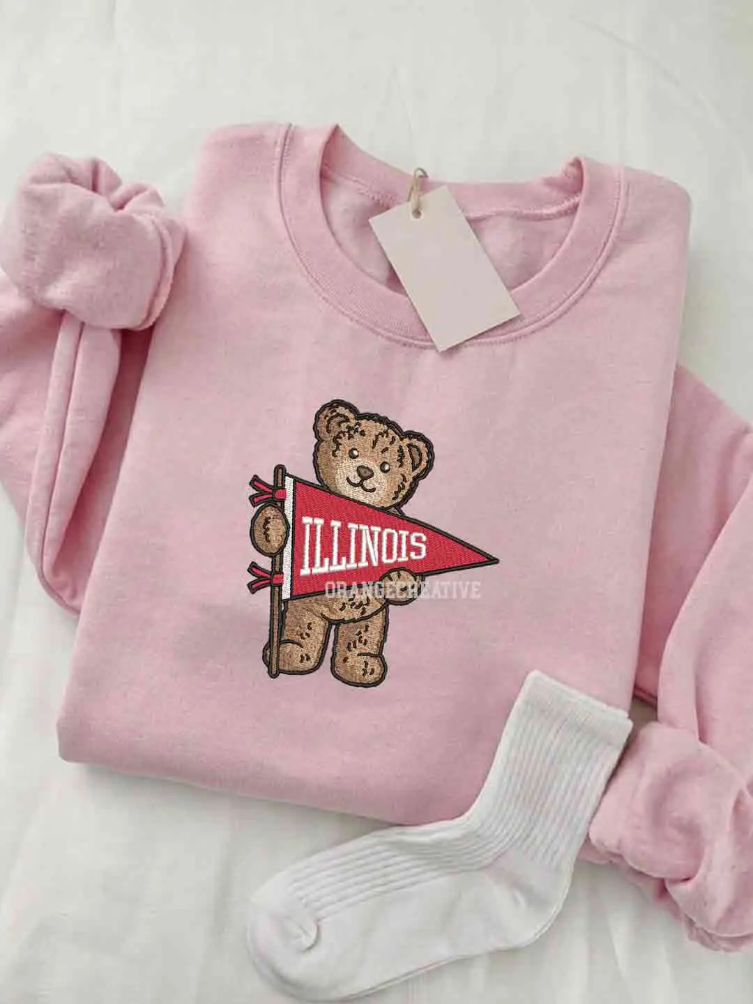 Illinois State Redbirds Embroidered Sweatshirt, College Embroidered Crewneck, NCAA Illinois State Team Embroidered Shirt, Teddy Bear Sweatshirt, Gift for Collegue