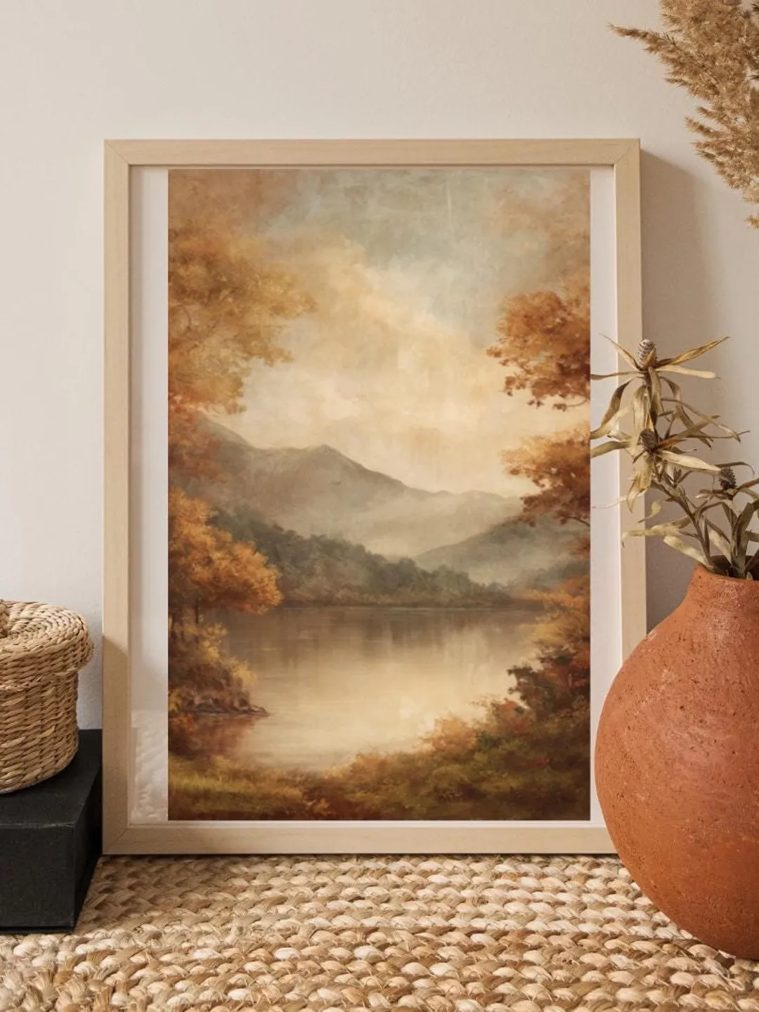 Vintage Autumn Lake Landscape Print -Printable Fall Wall Art -Rustic ...
