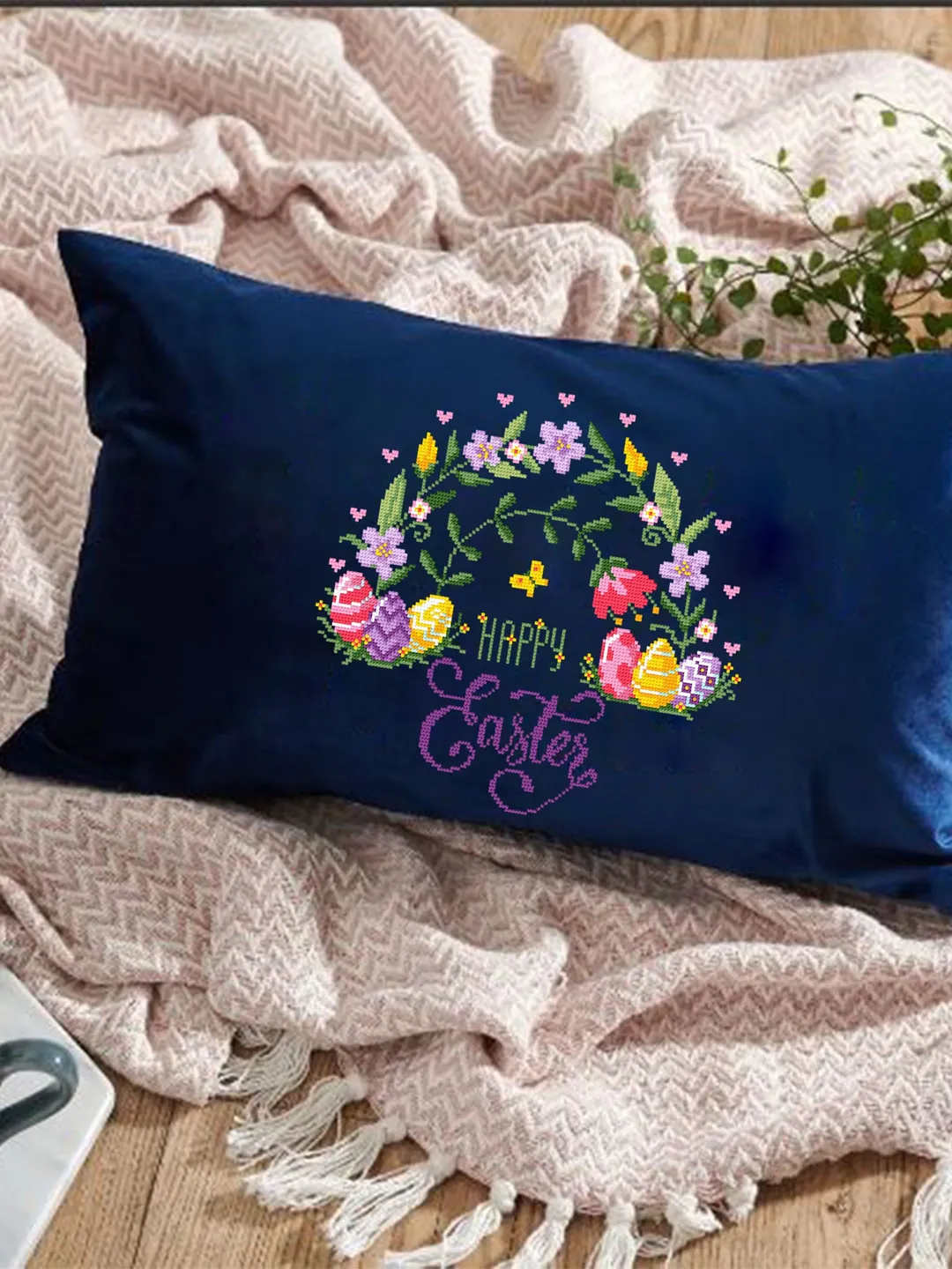 Happy Easter cross stitch pattern PDF Floral rainbow cross stitch chart ...