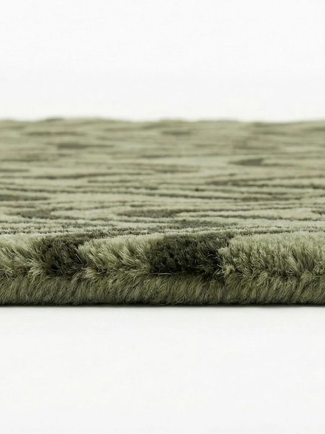 Hand Tufted Abstract Area Rug, Modern Green Wool Rug, Contemporary Wavy ...