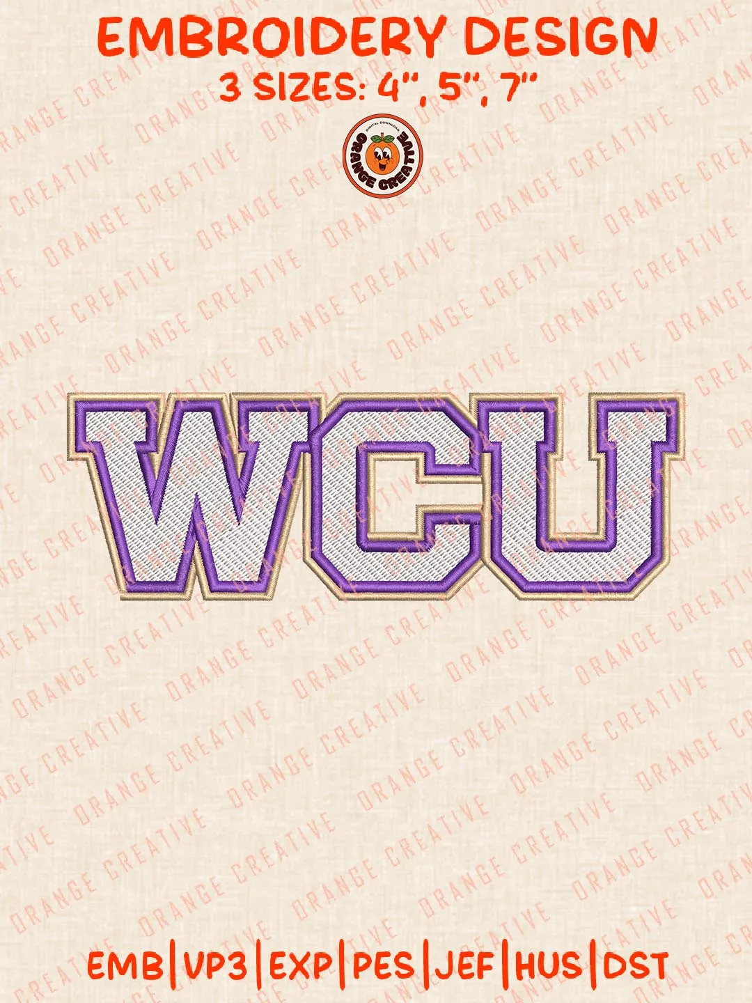 WCU Embroidery Design, NCAA Western Carolina Catamounts Team Logo Embroidery Design, Machine Embroidery Design File, 4 Sizes, Digital Download