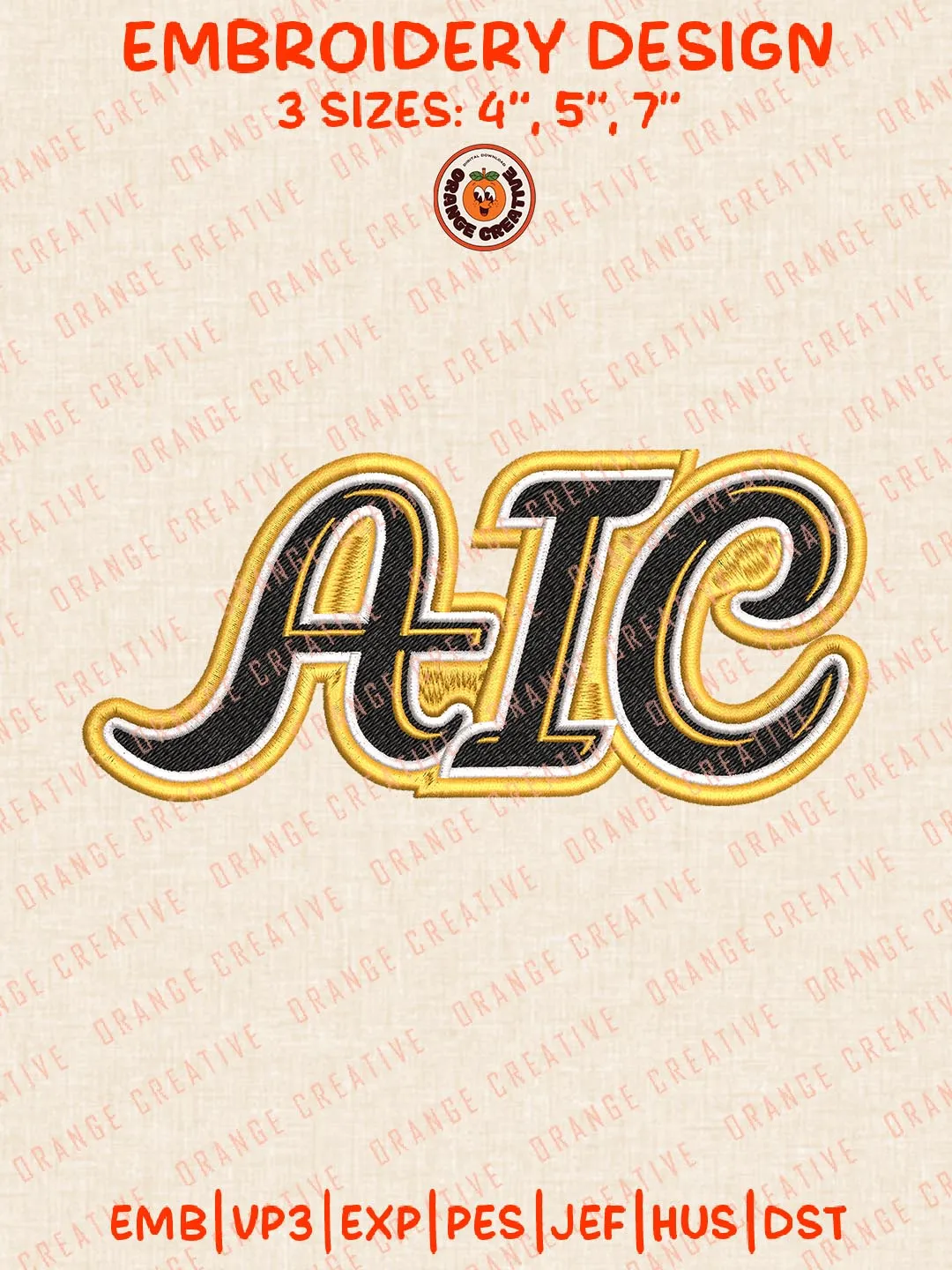 AIC Yellow Jackets Logo Embroidery Files, Sport Embroidery Designs, NCAA AIC Yellow Jackets Embroidery, College Football Team Designs, Digital Download