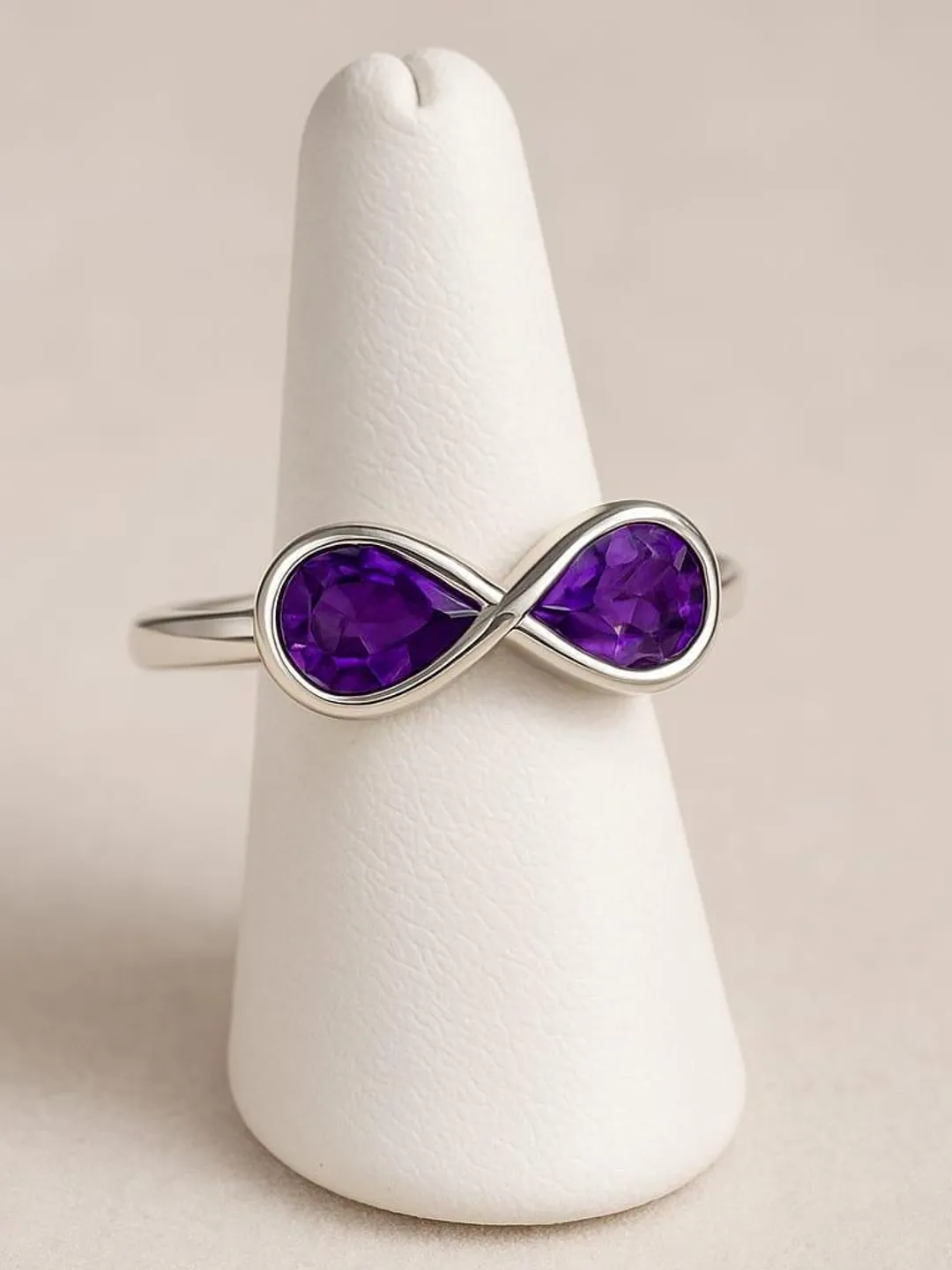 February Rings Infinity Amethyst Ring: Sterling Silver Dainty Love Ring, February ...