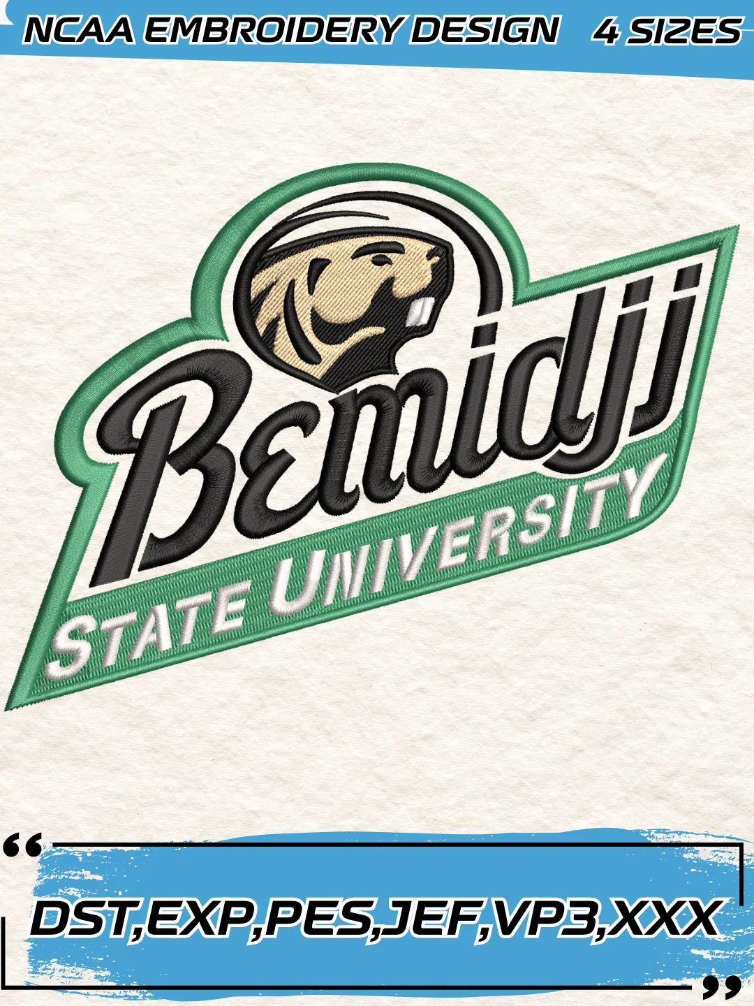 Bemidji State Beavers Alternate Logo Embroidery Design,NCAA Logo Embroidery Design,Machine Embroidery Design File,4 Sizes, Digital Download