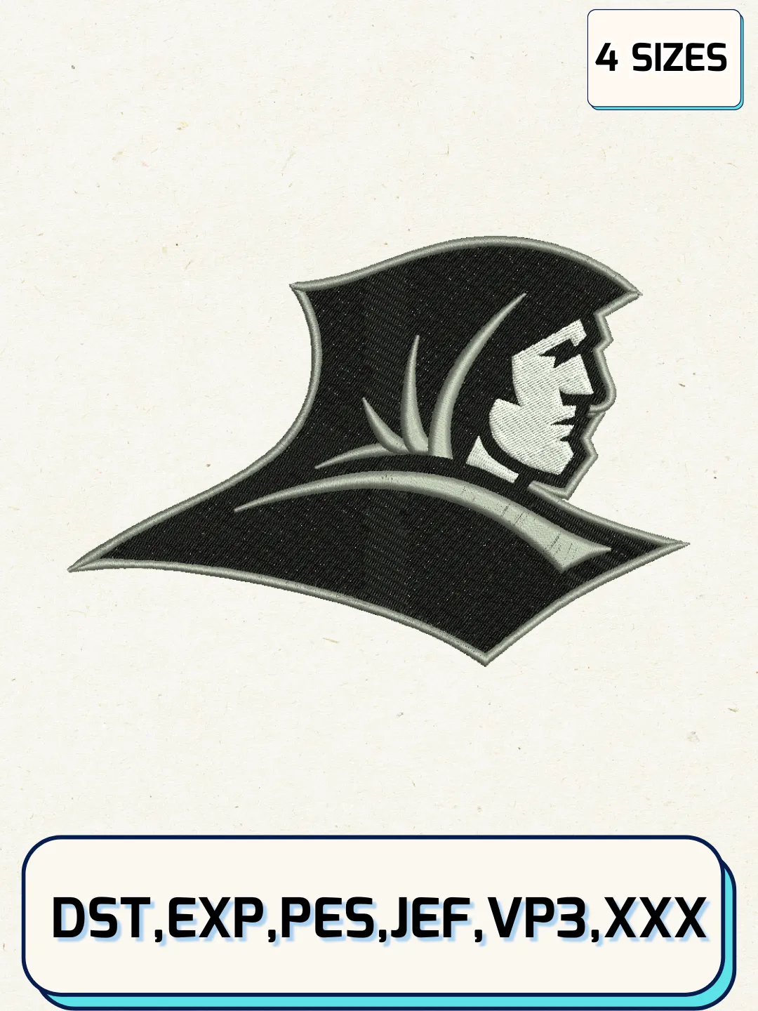 Providence Friars Logos Embroidery Design Files, NCAA Logos Embroidery Designs, Machine Embroidery Files, 4 Sizes
