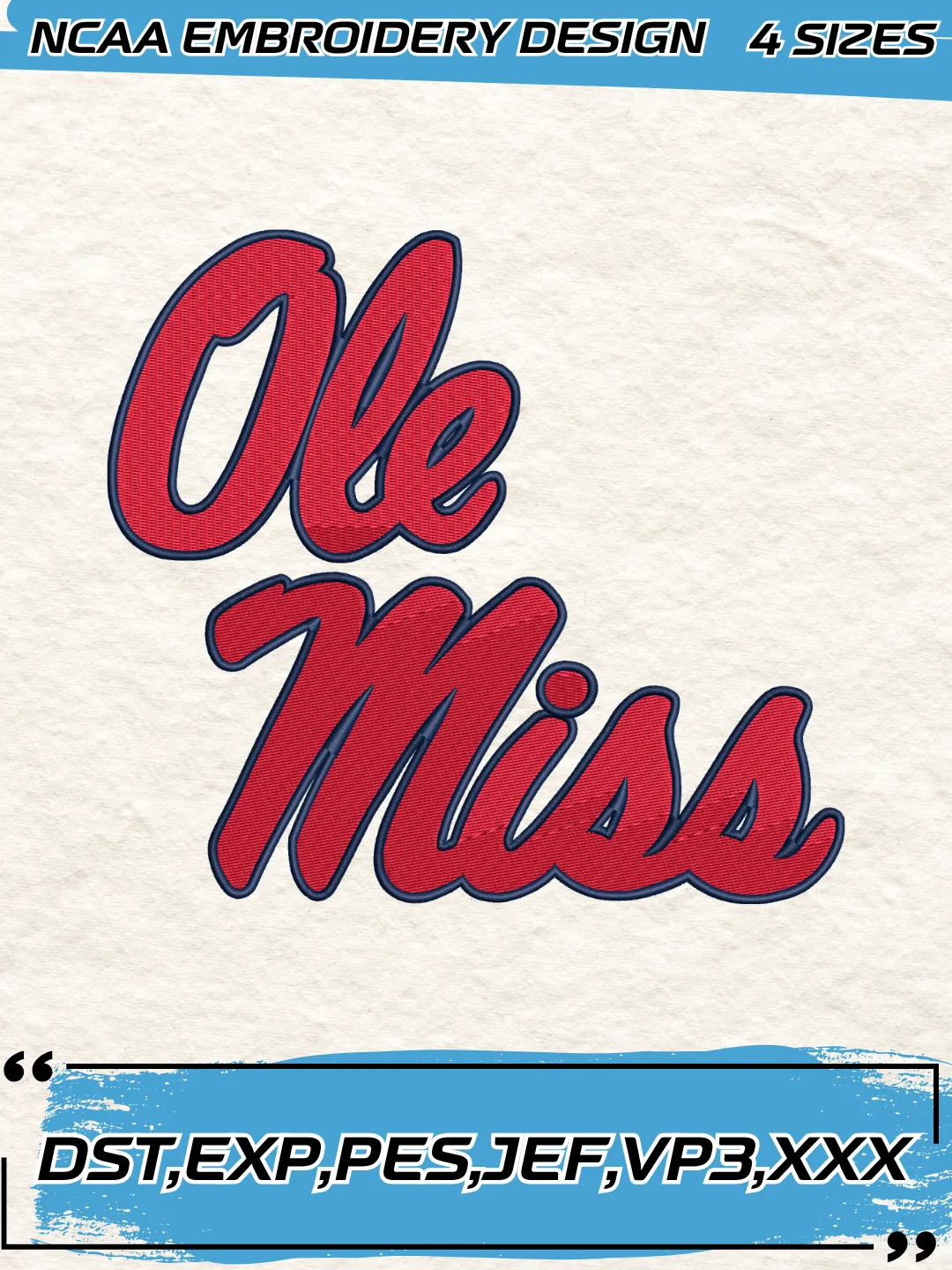 Mississippi Rebels Logos Embroidery Design,NCAA Logo Embroidery Design,Machine Embroidery Design File,4 Sizes, Digital Download