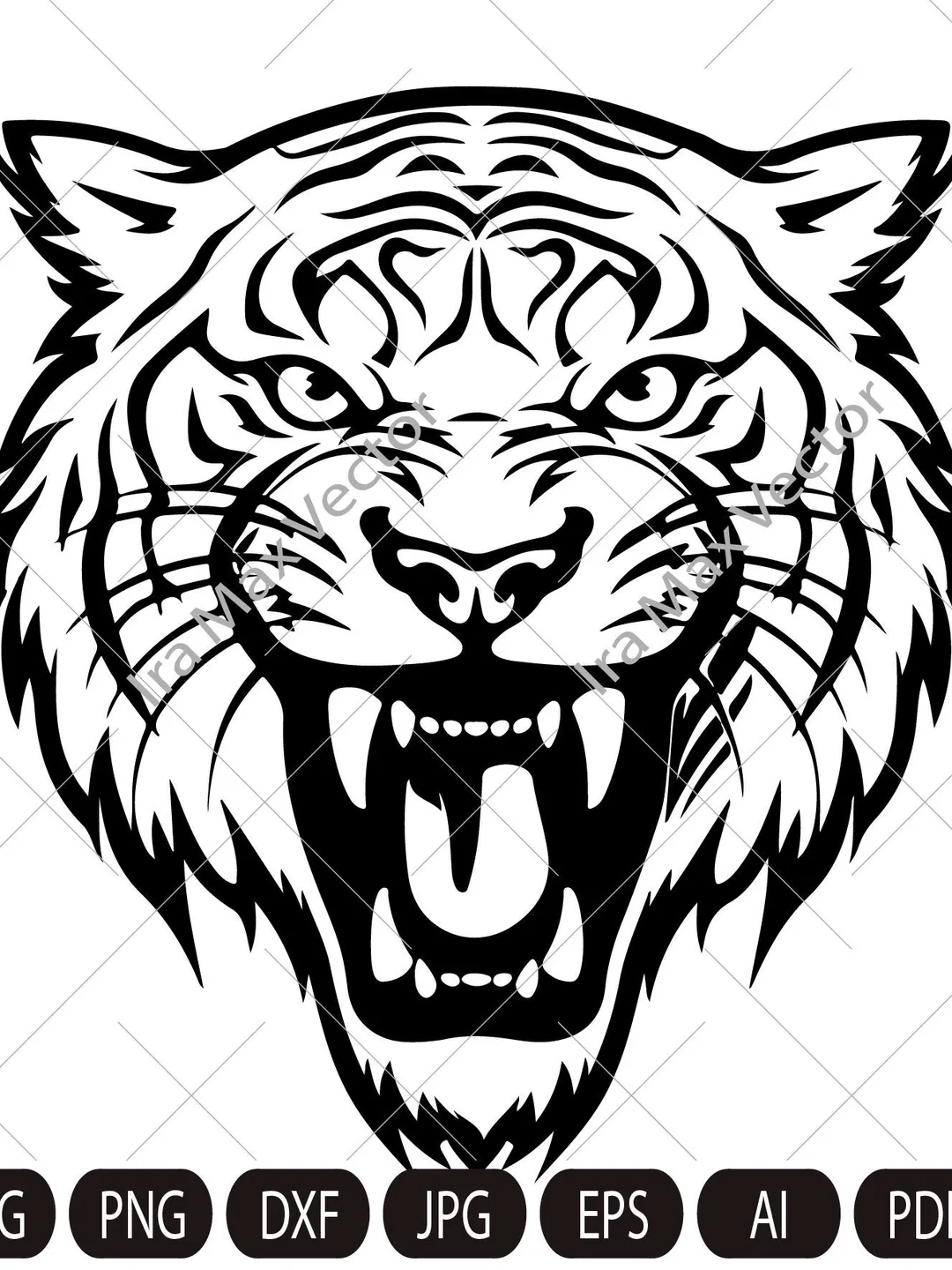 Angry tiger roaring face outline clipart PNG SVG, cut file, sublimation or  vinyl for shirt mug sign, image size:1080x1440
