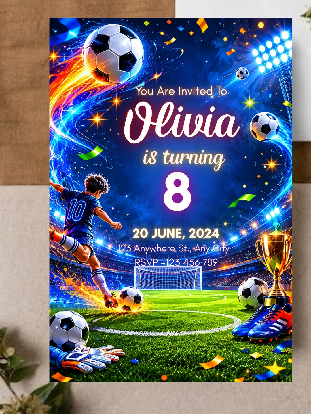 Soccer Birthday Invitation Template | Football Party Invite | Editable Kids Sports Invitation