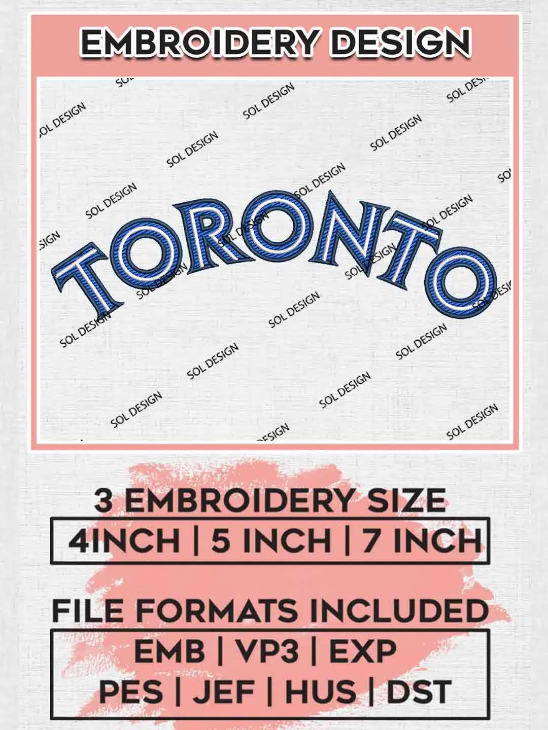 Toronto MLB Logo Embroidery Files, MLB Blue Jays Team Embroidery, MLB Teams, 3 sizes, MLB Toronto Blue Jays Baseball Machine embroidery designs, Digital Download