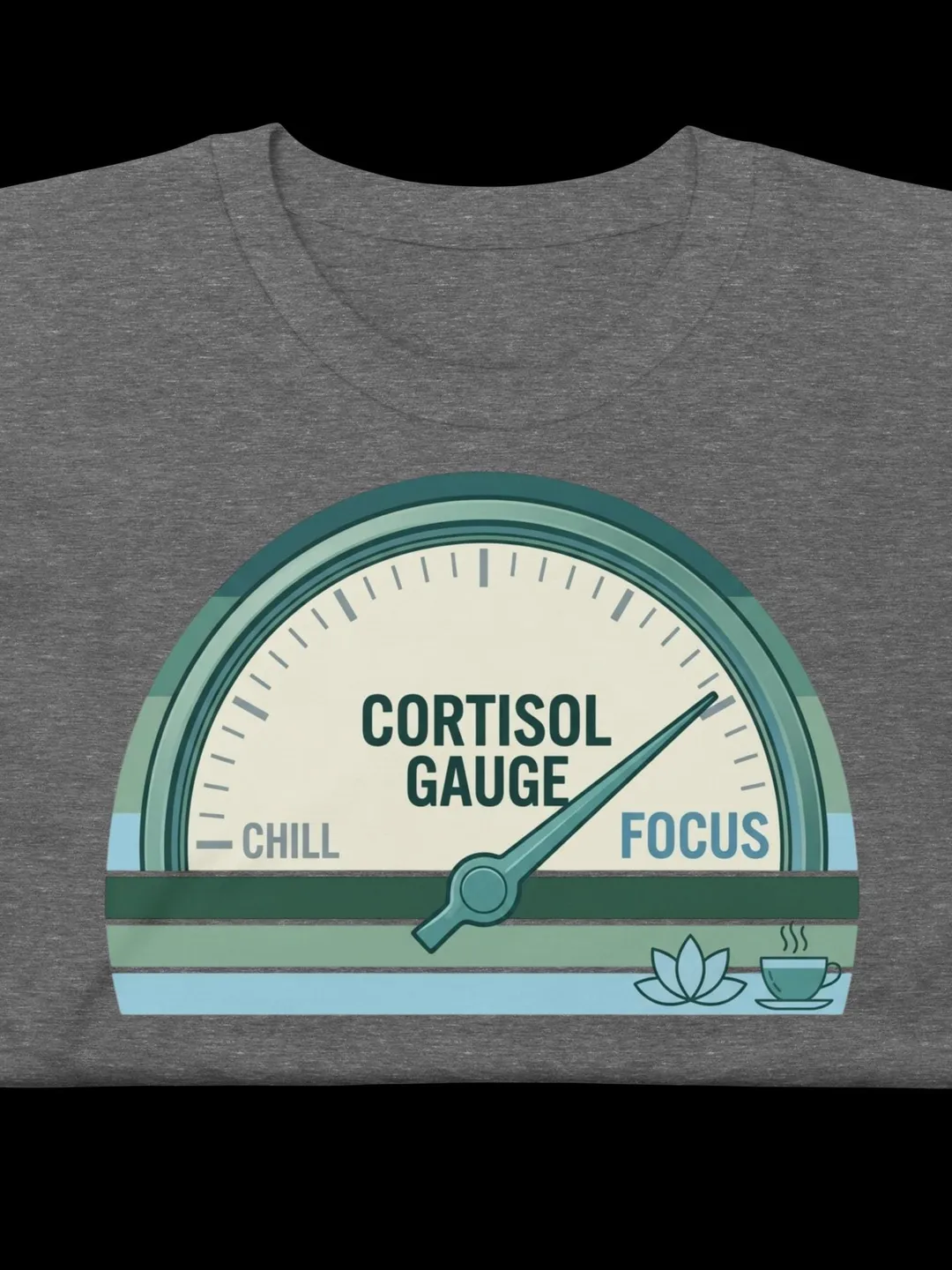 Cortisol Gauge Vintage Green T-Shirt, Mindfulness Retro Graphic Tee, Calm Under Pressure Sarcastic Funny Top, Yoga and Meditation Gift