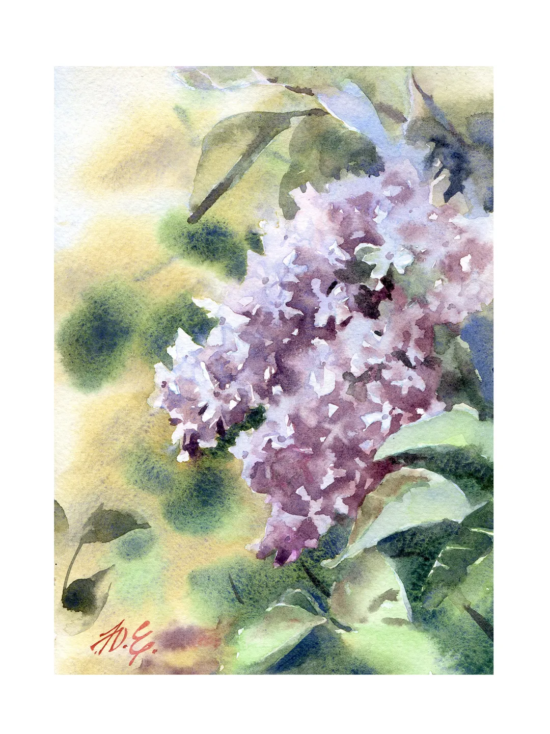 Lilac painting / Spring blossom of lilac tree