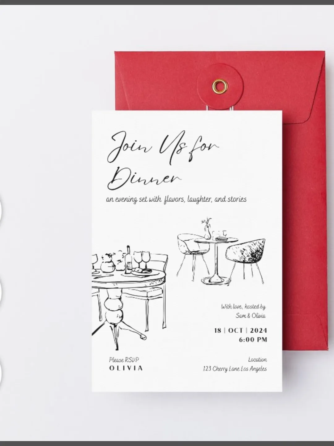 Simple Dinner Invite Dinner Party Invitation Template | Minimal Handdrawn Design for Special ...