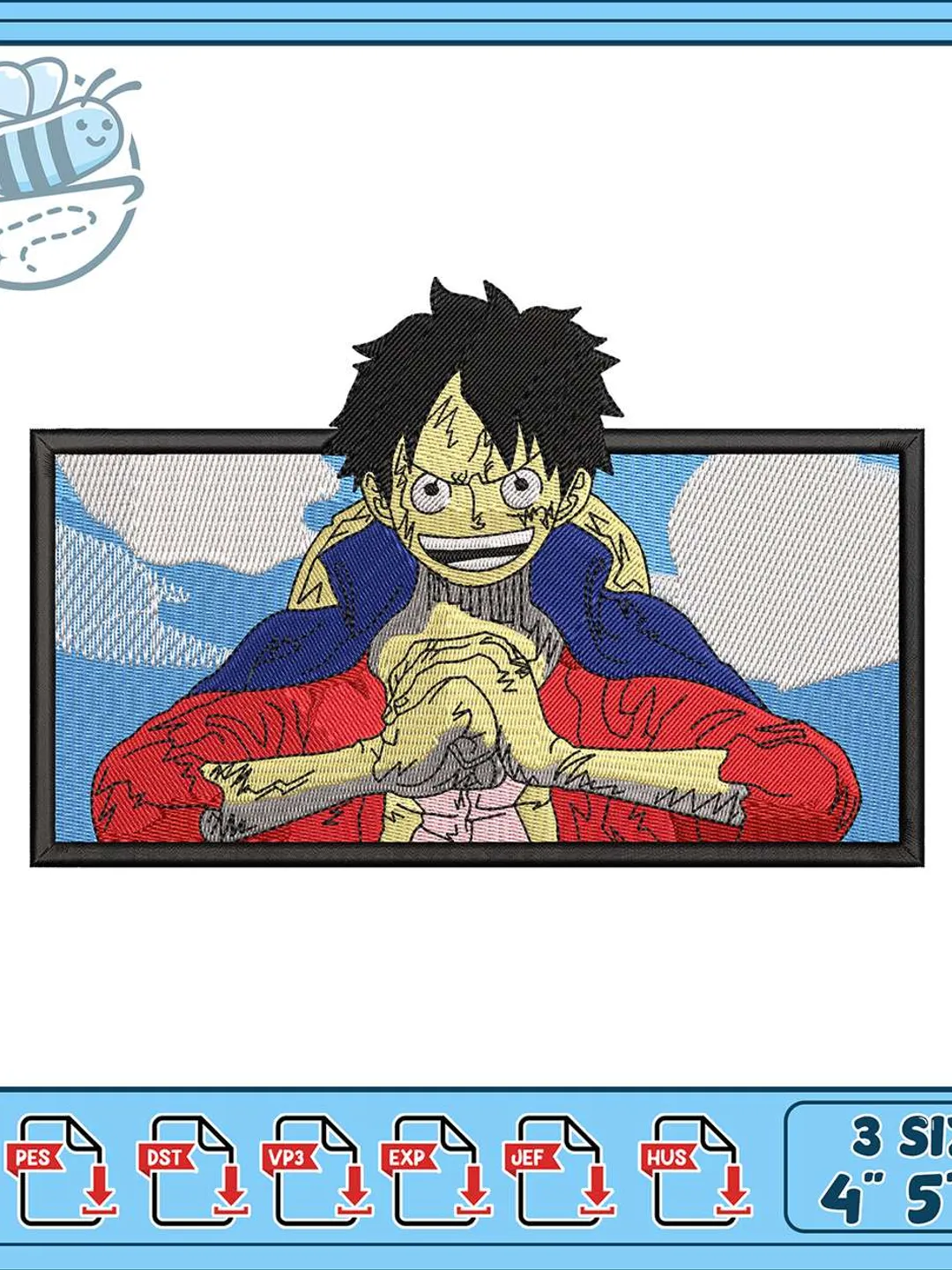 Luffy Laughing Embroidery Design, One Piece Anime Machine Embroidery File, Manga Panel Patch, Instant Download PES DST